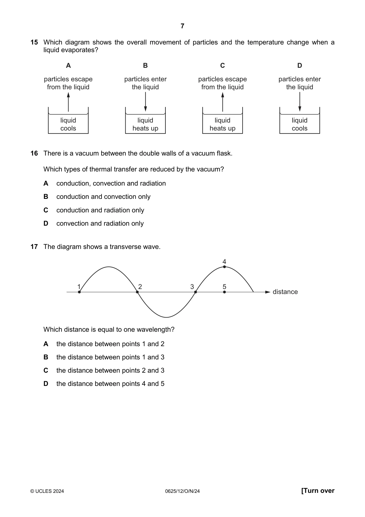 Cambridge IGCSE Physics 0625 2024 Oct/Nov Paper 1 · Variant 2 question paper, page 7 of 16