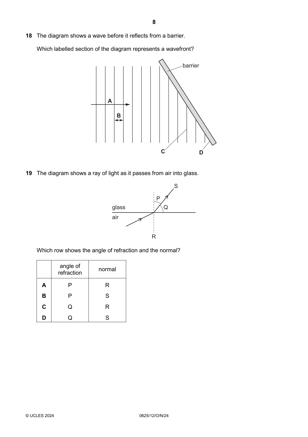 Cambridge IGCSE Physics 0625 2024 Oct/Nov Paper 1 · Variant 2 question paper, page 8 of 16