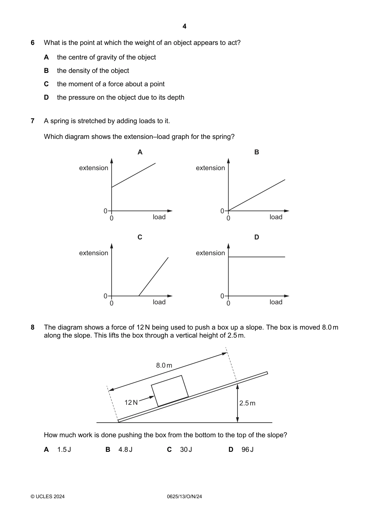 Cambridge IGCSE Physics 0625 2024 Oct/Nov Paper 1 · Variant 3 question paper, page 4 of 16