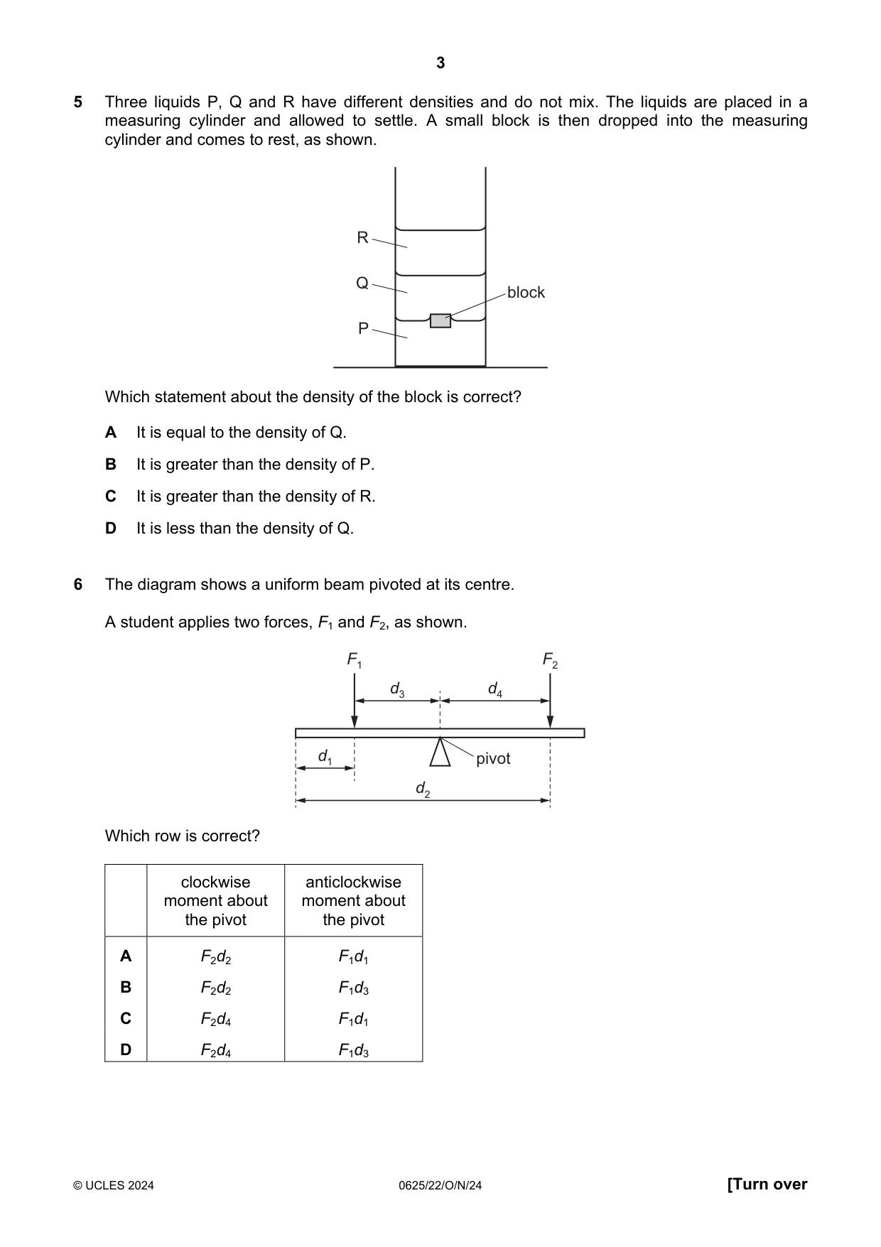 Cambridge IGCSE Physics 0625 2024 Oct/Nov Paper 2 · Variant 2 question paper, page 3 of 20