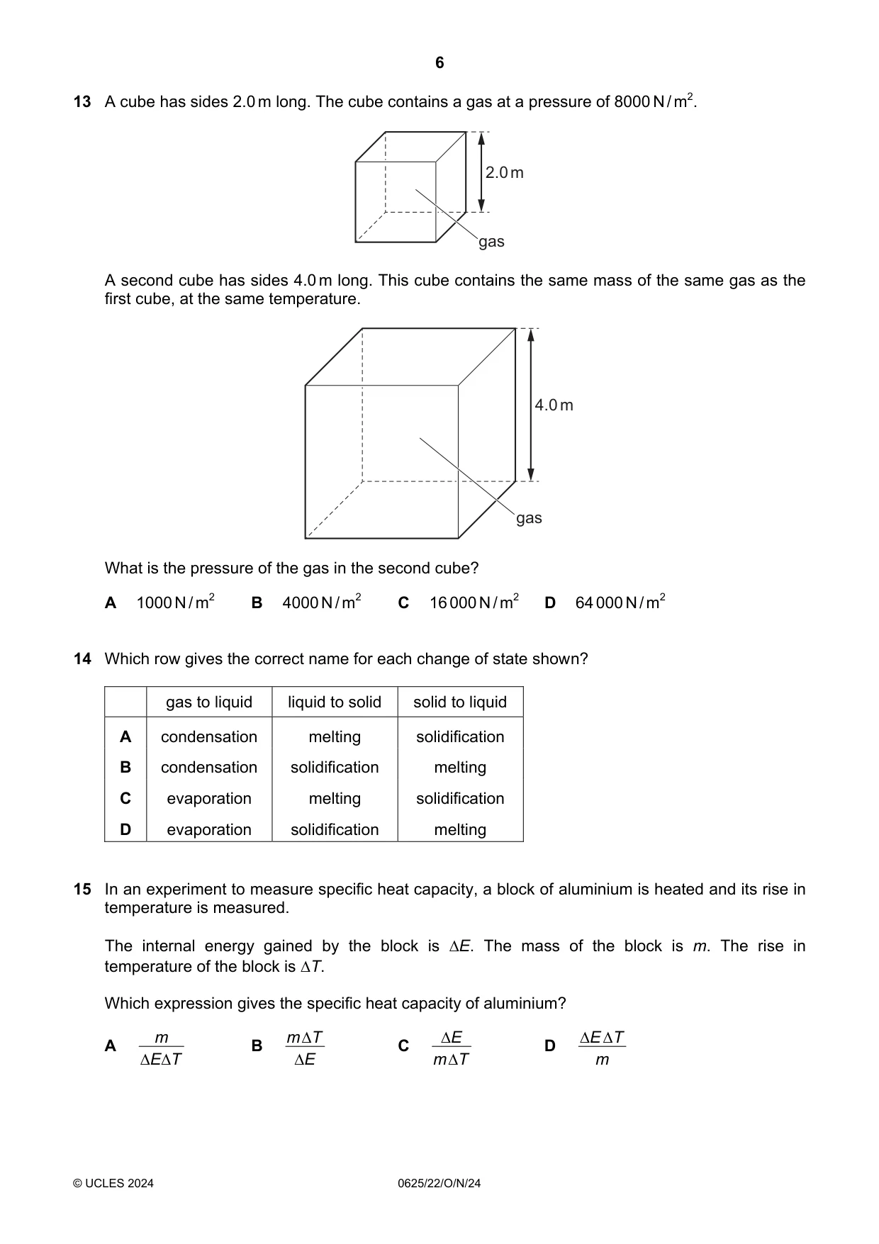 Cambridge IGCSE Physics 0625 2024 Oct/Nov Paper 2 · Variant 2 question paper, page 6 of 20