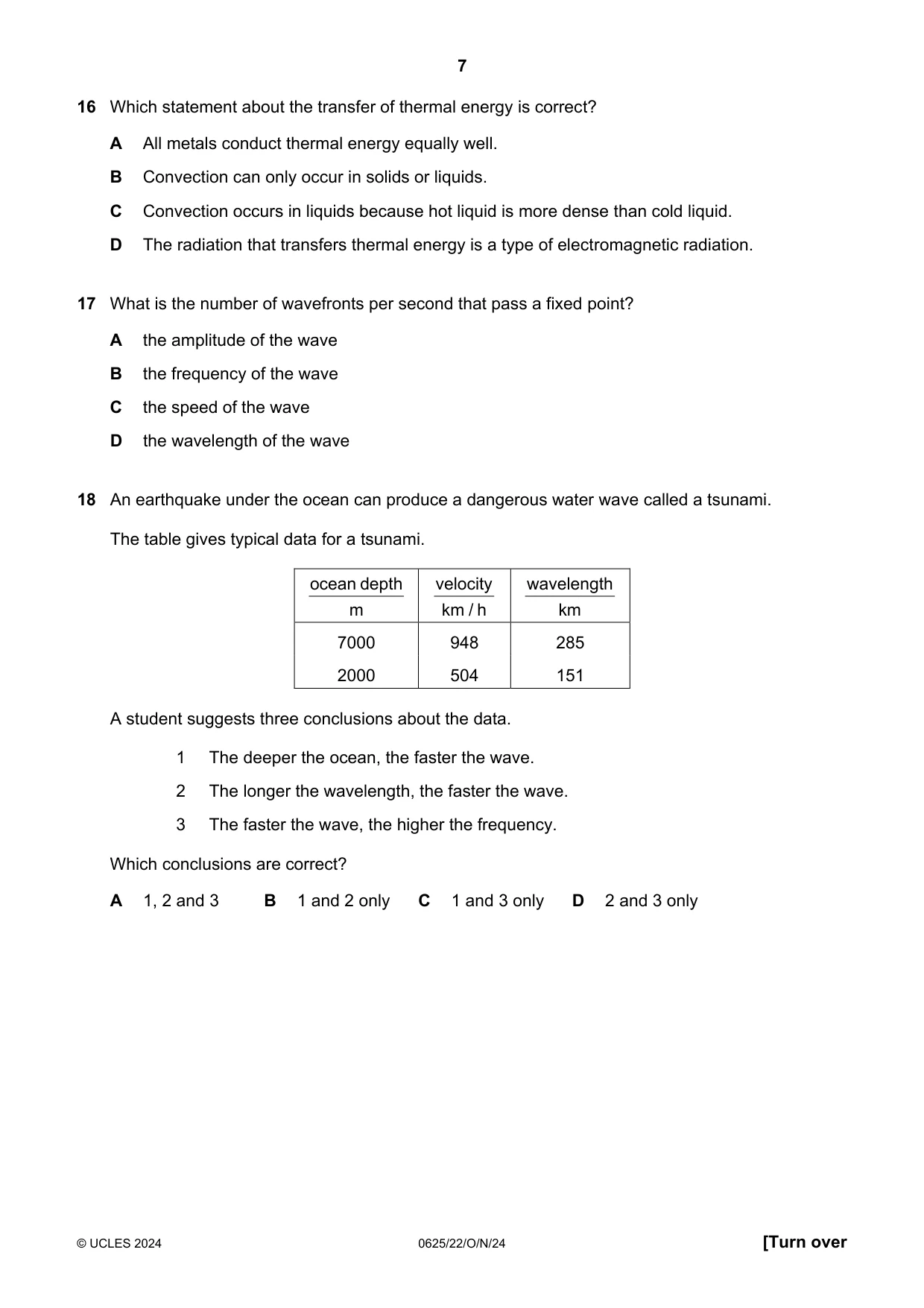 Cambridge IGCSE Physics 0625 2024 Oct/Nov Paper 2 · Variant 2 question paper, page 7 of 20