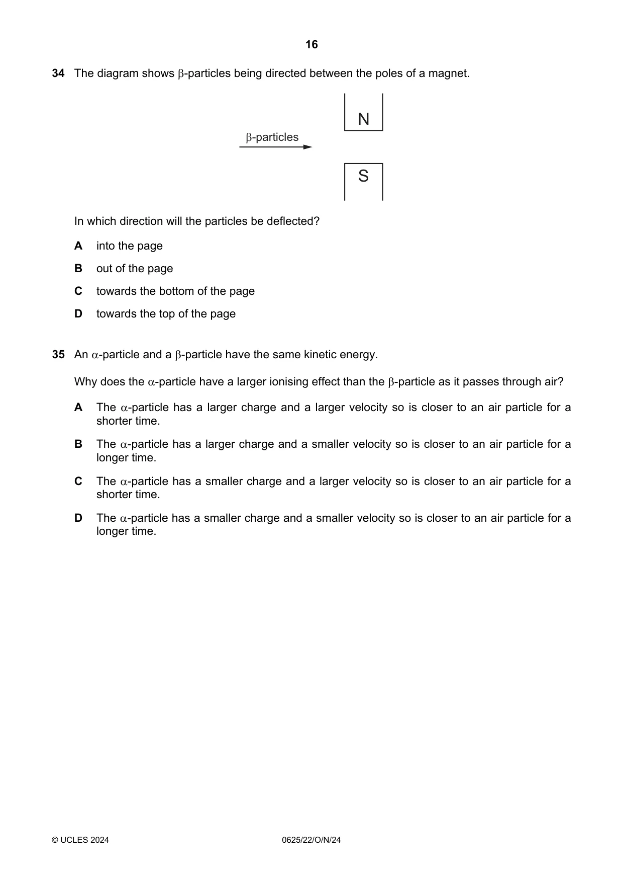 Cambridge IGCSE Physics 0625 2024 Oct/Nov Paper 2 · Variant 2 question paper, page 16 of 20