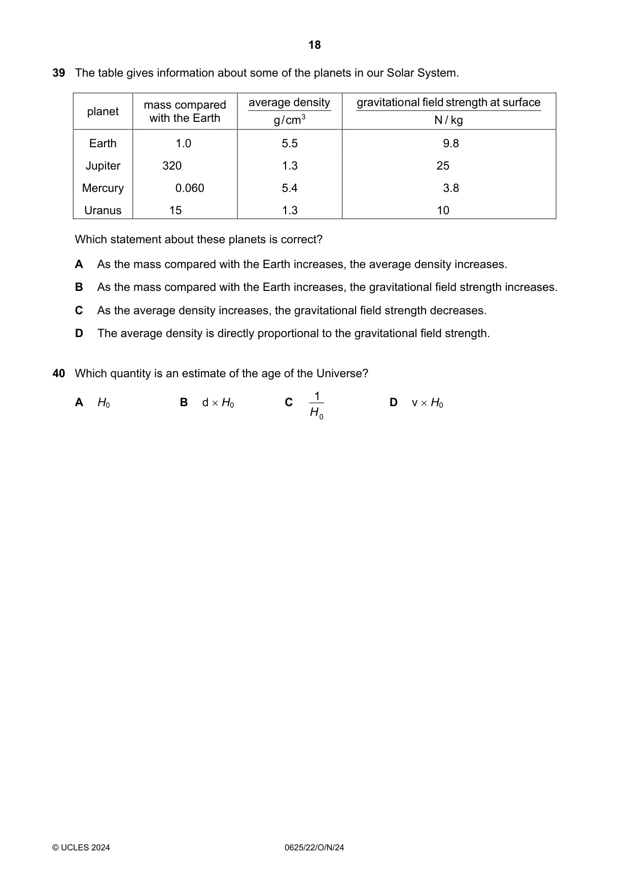 Cambridge IGCSE Physics 0625 2024 Oct/Nov Paper 2 · Variant 2 question paper, page 18 of 20