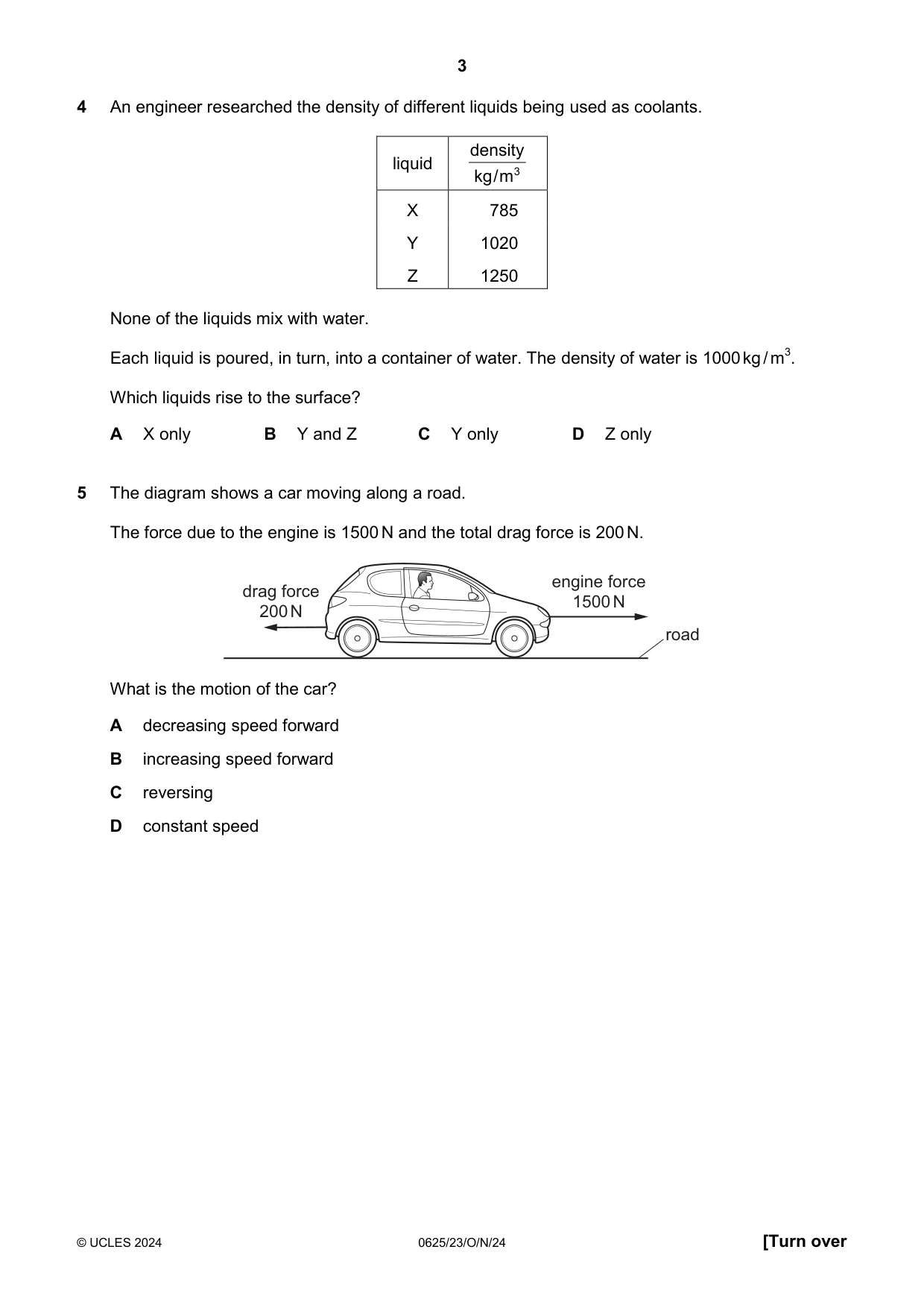 Cambridge IGCSE Physics 0625 2024 Oct/Nov Paper 2 · Variant 3 question paper, page 3 of 20