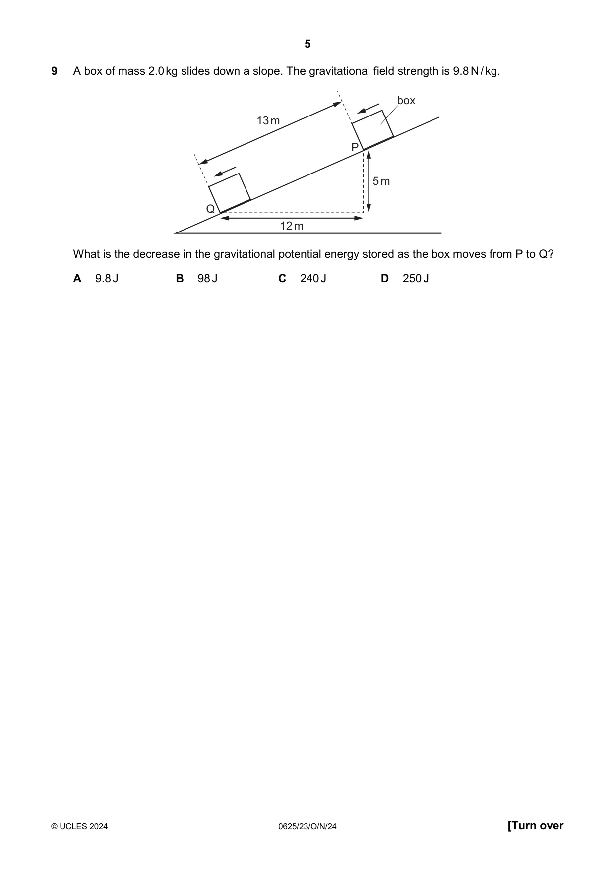 Cambridge IGCSE Physics 0625 2024 Oct/Nov Paper 2 · Variant 3 question paper, page 5 of 20