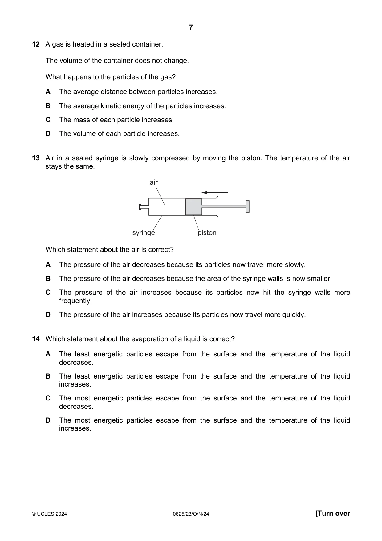 Cambridge IGCSE Physics 0625 2024 Oct/Nov Paper 2 · Variant 3 question paper, page 7 of 20