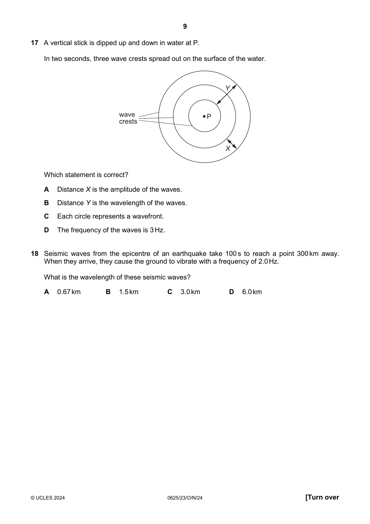 Cambridge IGCSE Physics 0625 2024 Oct/Nov Paper 2 · Variant 3 question paper, page 9 of 20