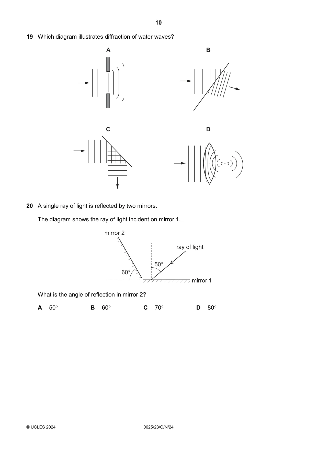 Cambridge IGCSE Physics 0625 2024 Oct/Nov Paper 2 · Variant 3 question paper, page 10 of 20
