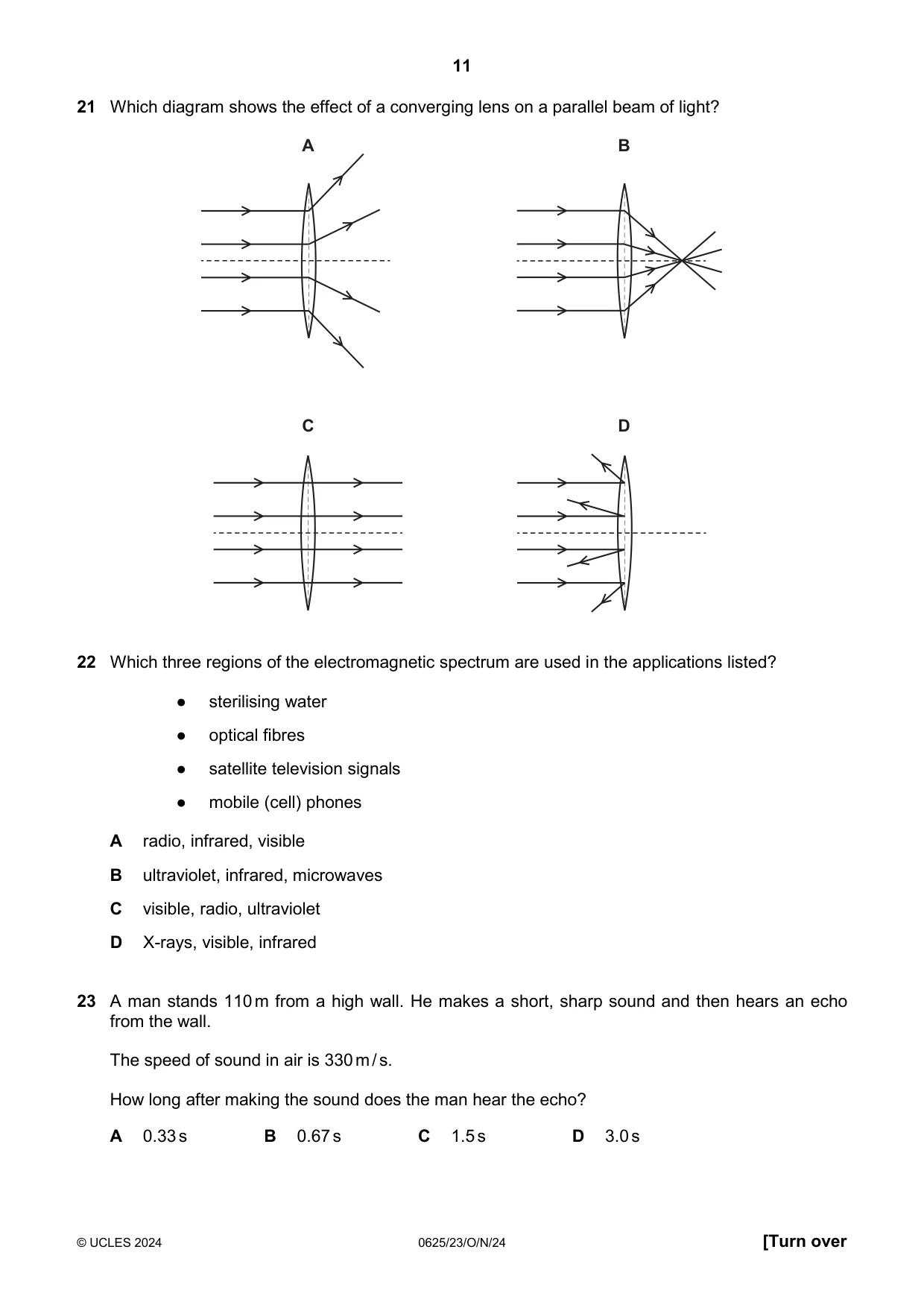 Cambridge IGCSE Physics 0625 2024 Oct/Nov Paper 2 · Variant 3 question paper, page 11 of 20