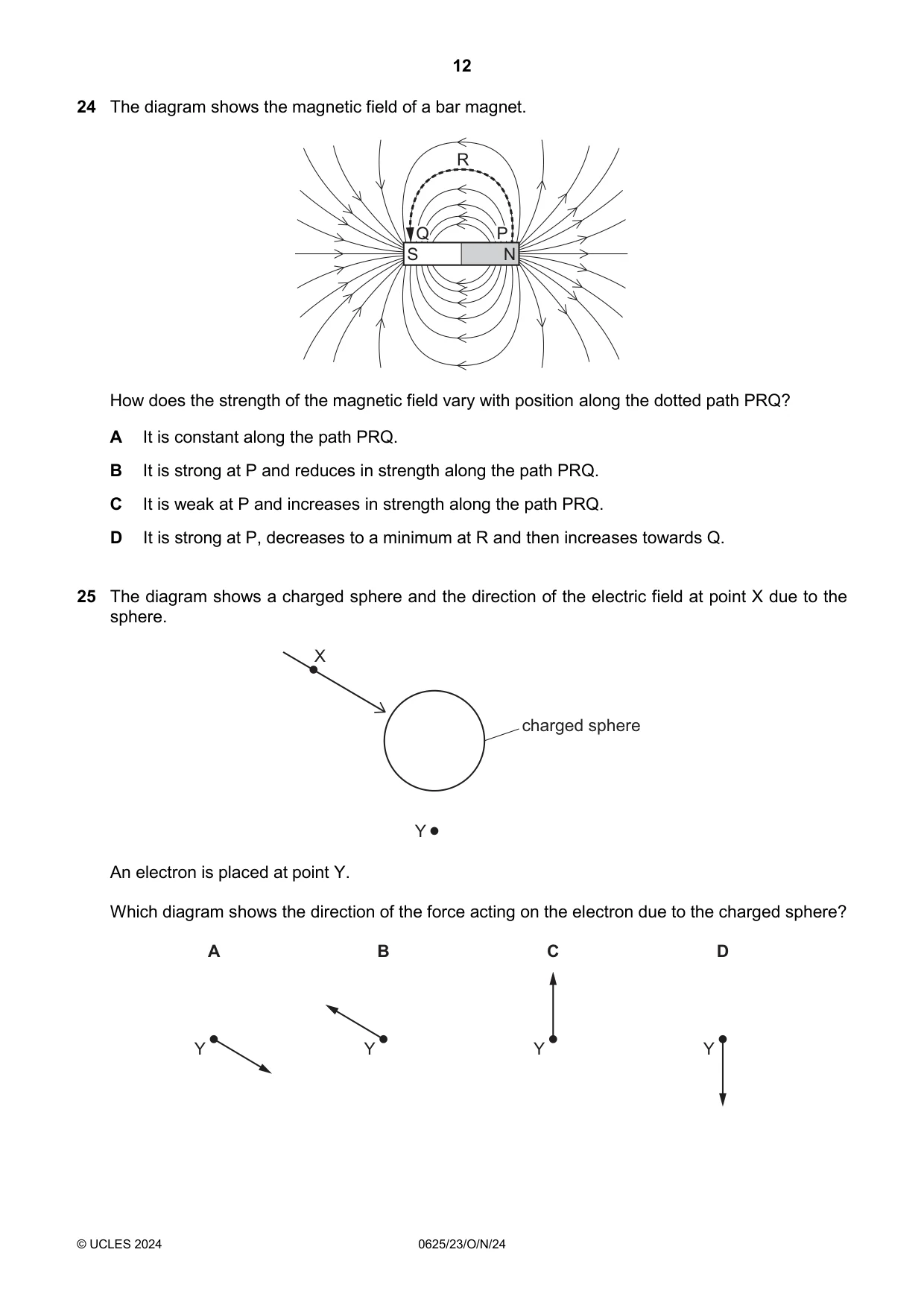 Cambridge IGCSE Physics 0625 2024 Oct/Nov Paper 2 · Variant 3 question paper, page 12 of 20