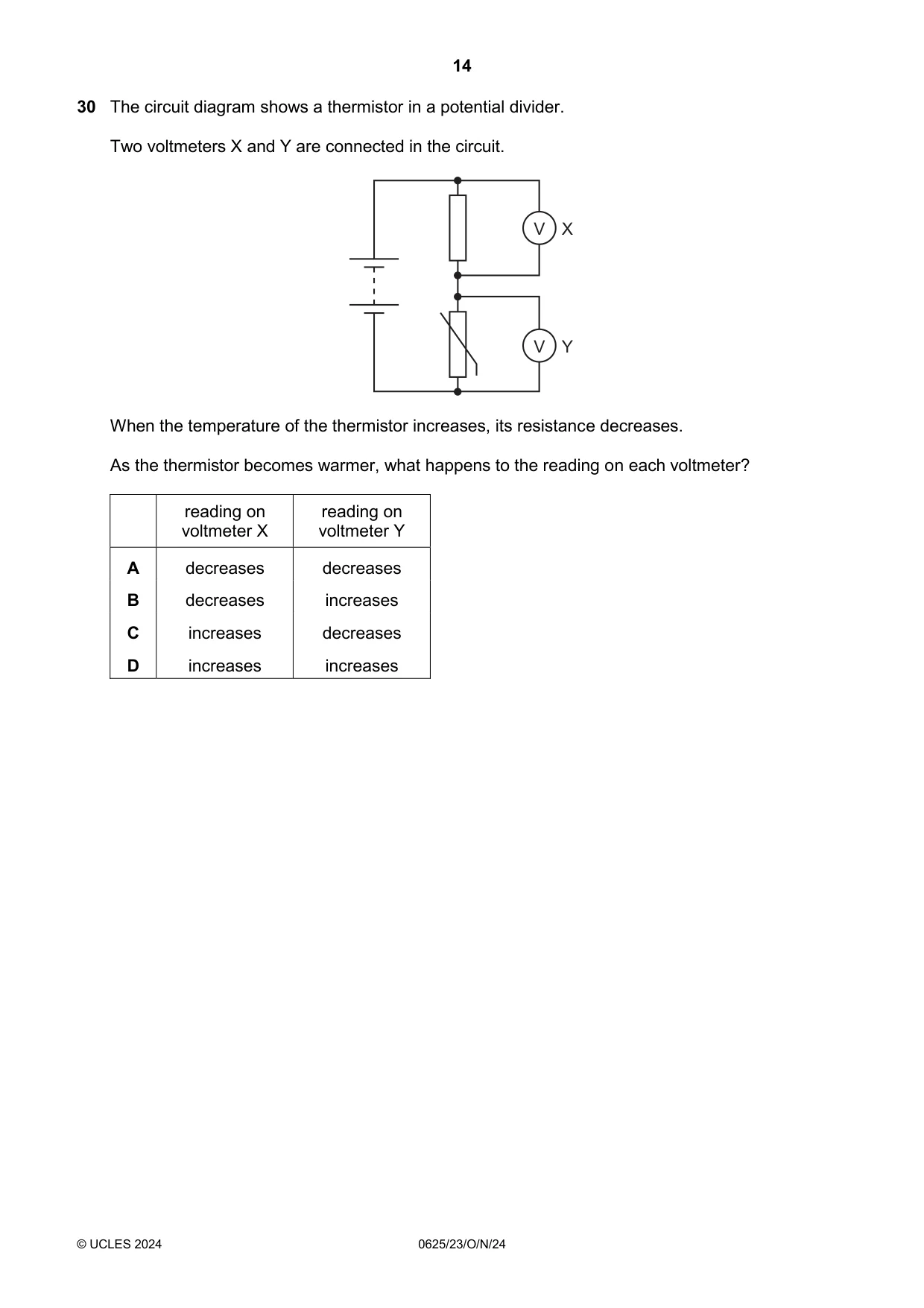 Cambridge IGCSE Physics 0625 2024 Oct/Nov Paper 2 · Variant 3 question paper, page 14 of 20