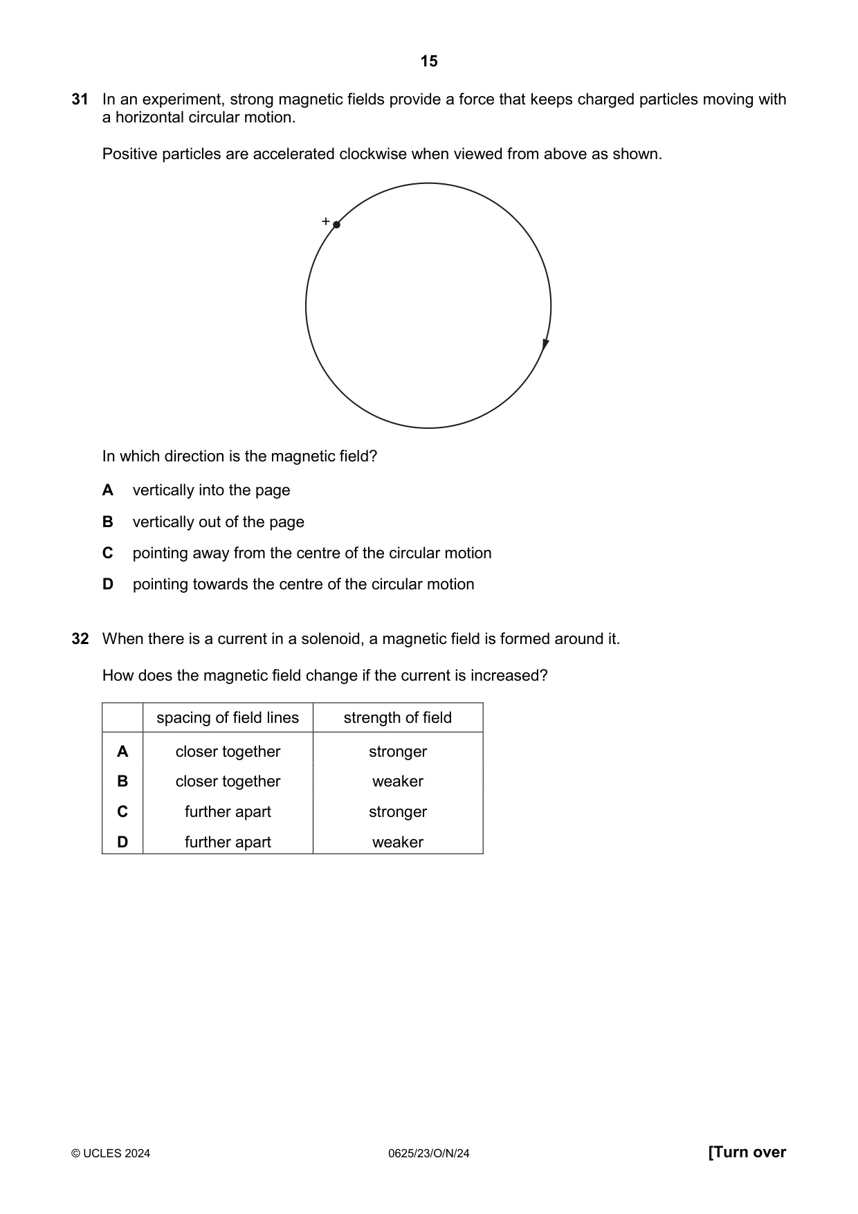 Cambridge IGCSE Physics 0625 2024 Oct/Nov Paper 2 · Variant 3 question paper, page 15 of 20