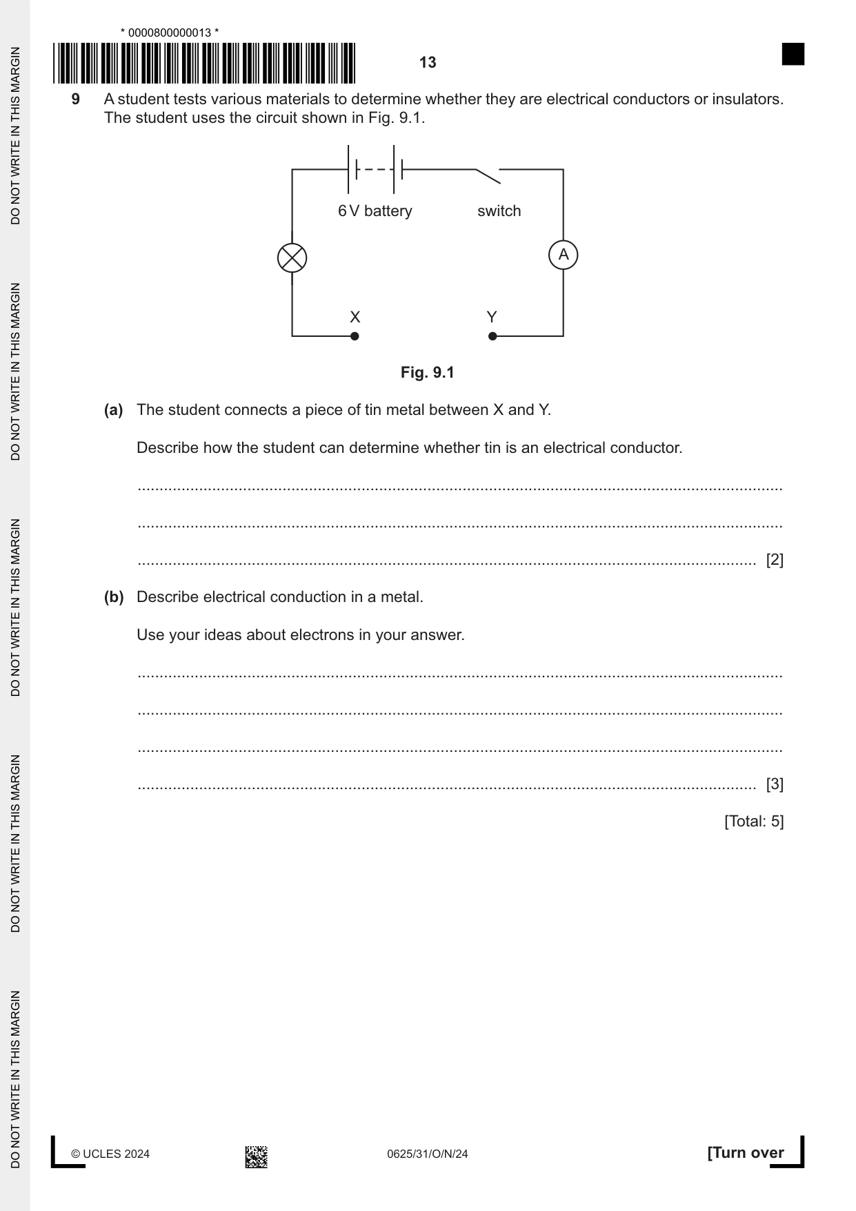 Cambridge IGCSE Physics 0625 2024 Oct/Nov Paper 3 · Variant 1 question paper, page 13 of 16