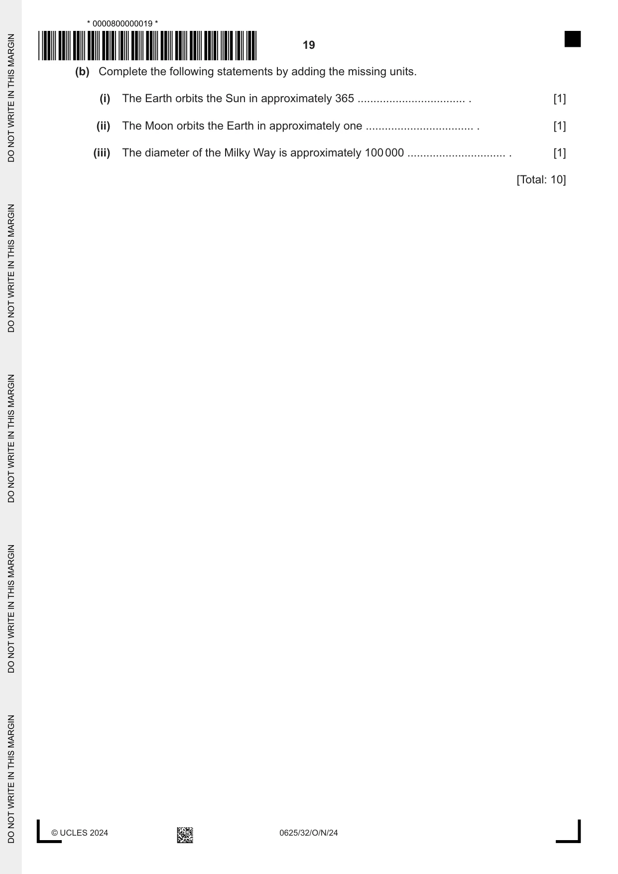 Cambridge IGCSE Physics 0625 2024 Oct/Nov Paper 3 · Variant 2 question paper, page 19 of 20