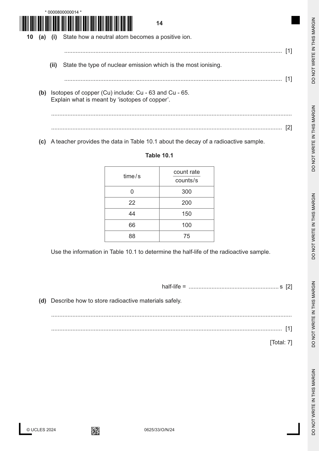 Cambridge IGCSE Physics 0625 2024 Oct/Nov Paper 3 · Variant 3 question paper, page 14 of 16