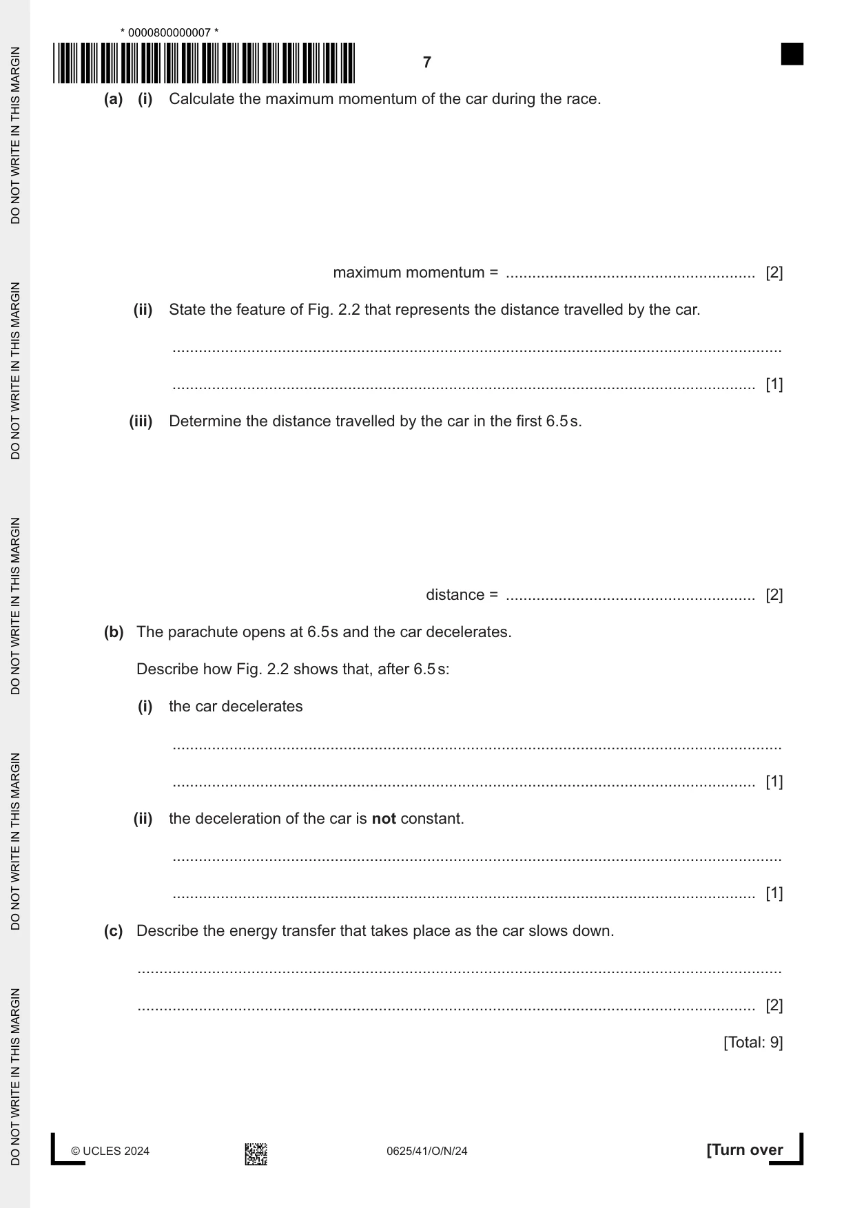 Cambridge IGCSE Physics 0625 2024 Oct/Nov Paper 4 · Variant 1 question paper, page 7 of 20
