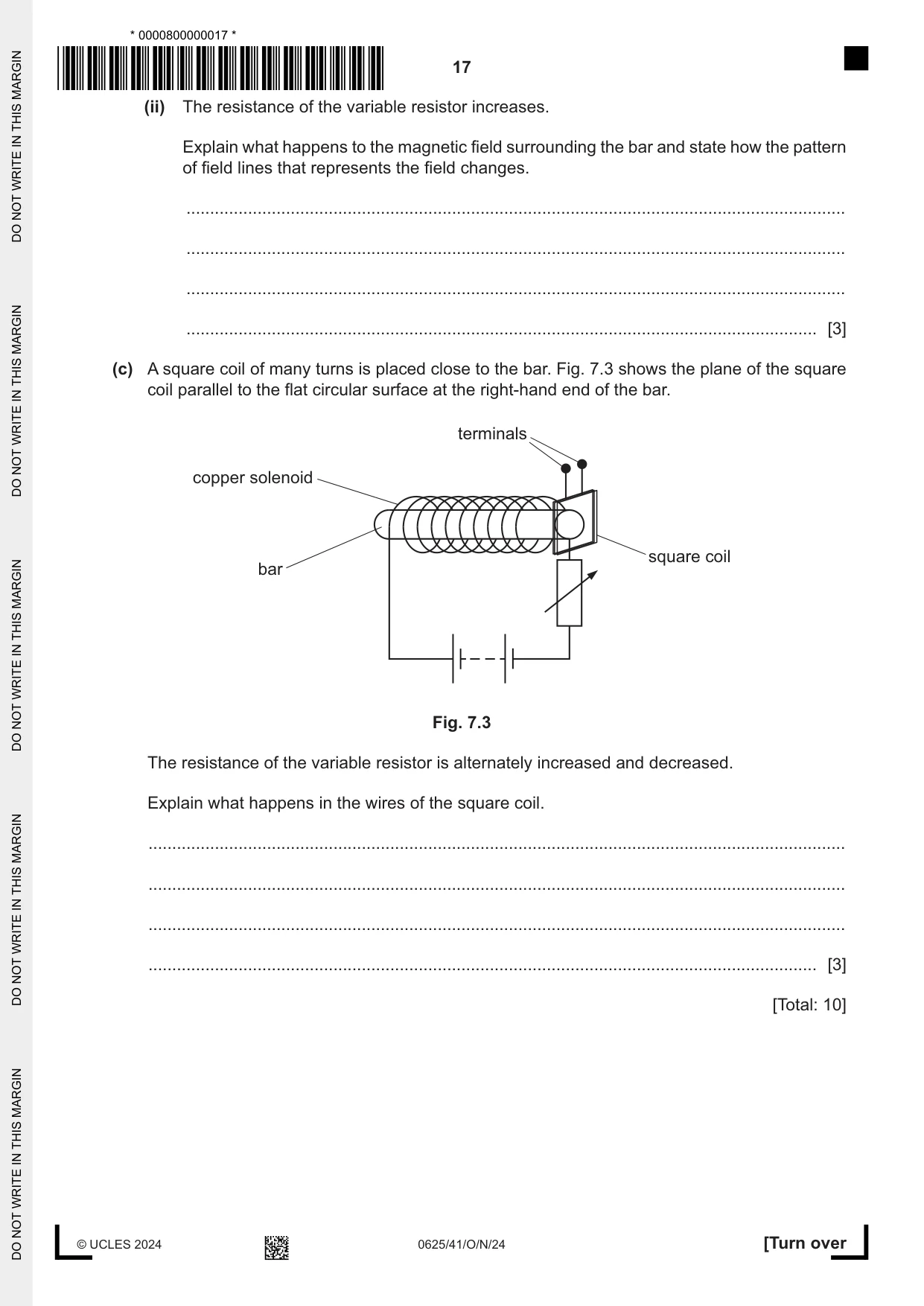 Cambridge IGCSE Physics 0625 2024 Oct/Nov Paper 4 · Variant 1 question paper, page 17 of 20
