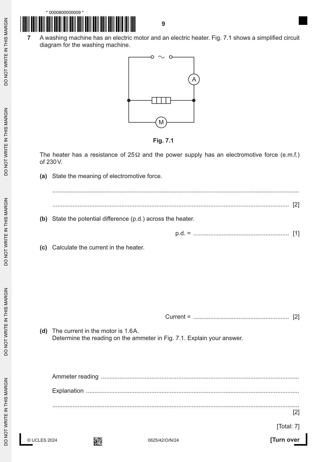 Cambridge IGCSE Physics 0625 2024 Oct/Nov Paper 4 · Variant 2 question paper, page 9 of 16
