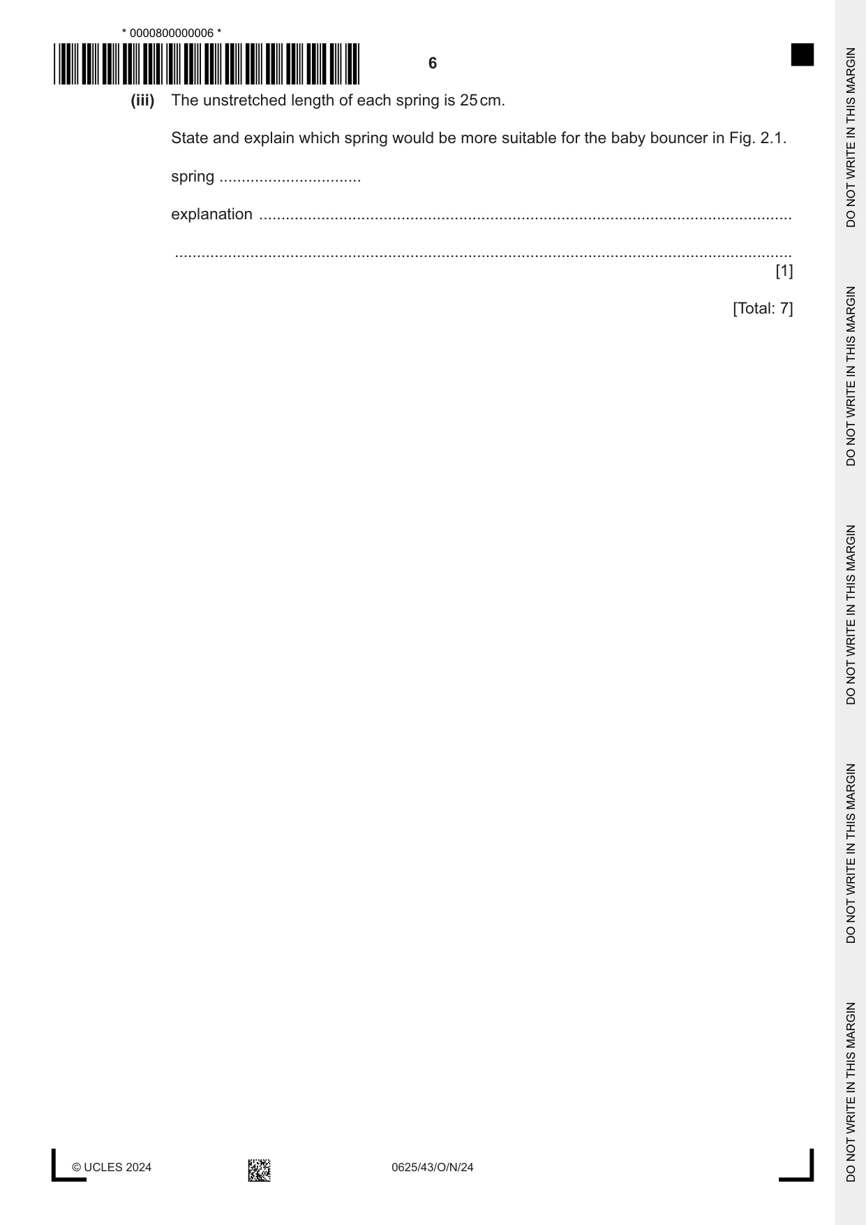 Cambridge IGCSE Physics 0625 2024 Oct/Nov Paper 4 · Variant 3 question paper, page 6 of 20