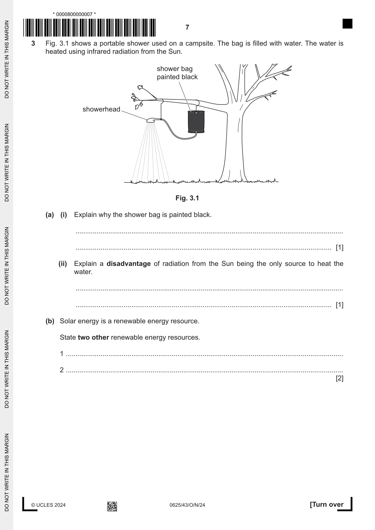 Cambridge IGCSE Physics 0625 2024 Oct/Nov Paper 4 · Variant 3 question paper, page 7 of 20
