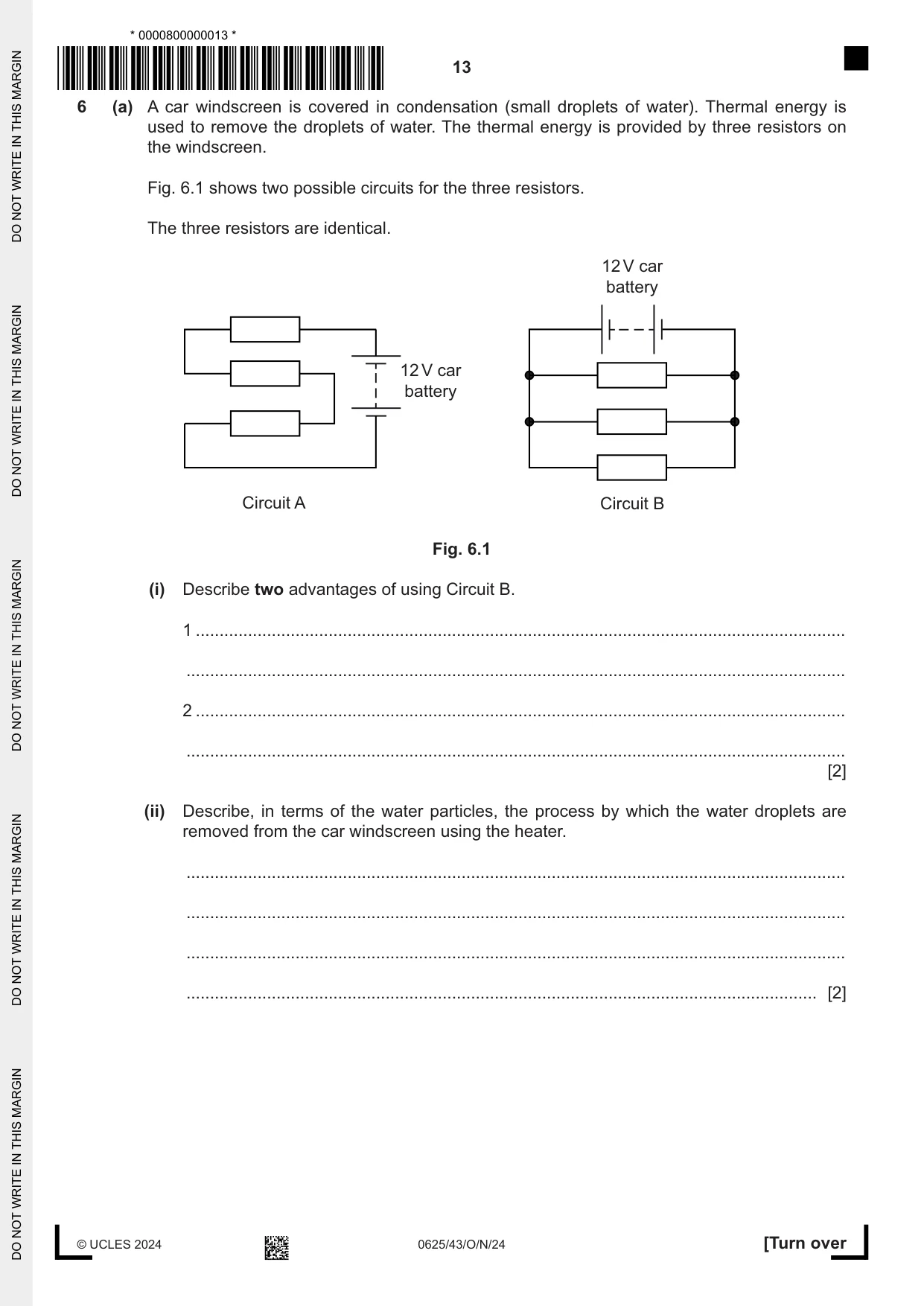 Cambridge IGCSE Physics 0625 2024 Oct/Nov Paper 4 · Variant 3 question paper, page 13 of 20