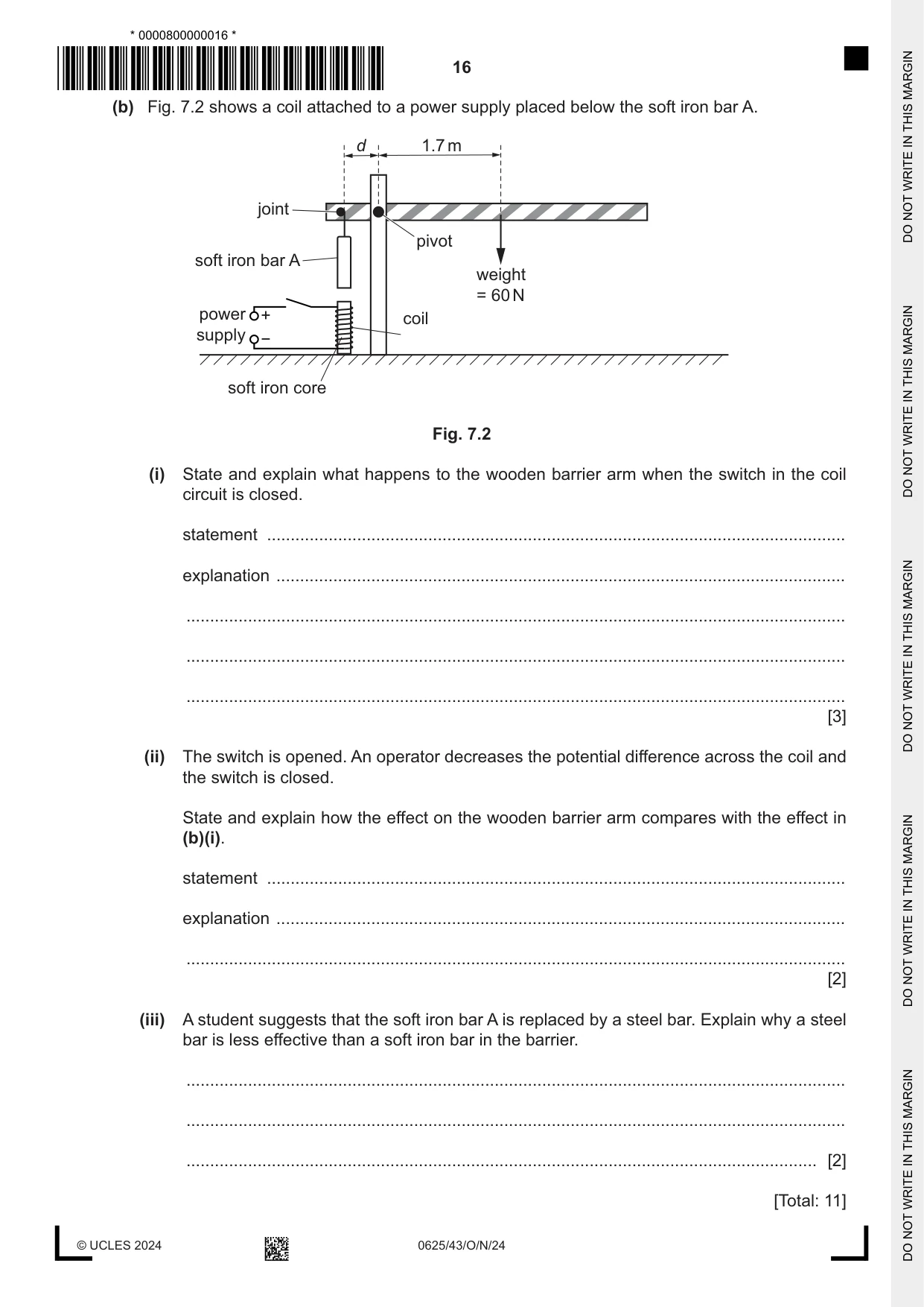 Cambridge IGCSE Physics 0625 2024 Oct/Nov Paper 4 · Variant 3 question paper, page 16 of 20