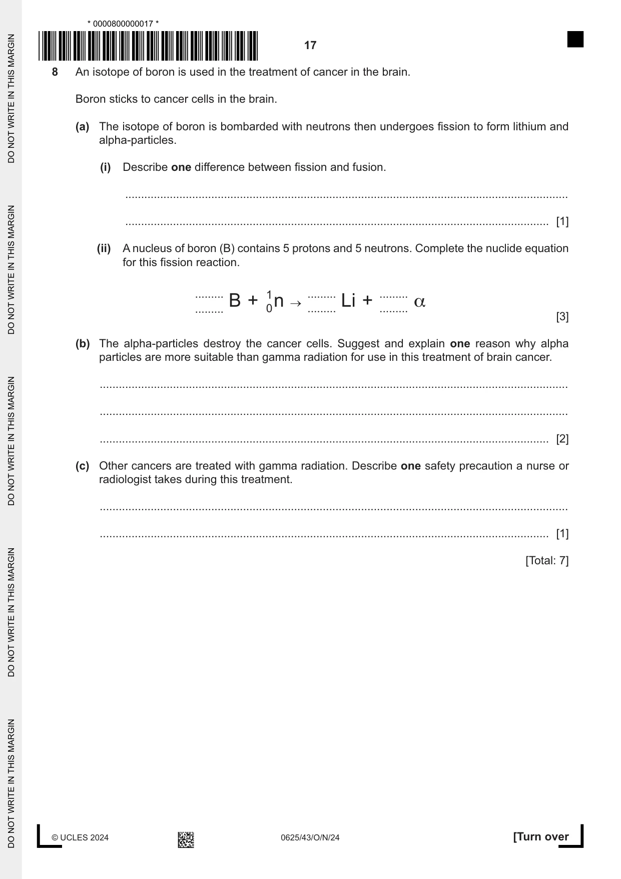 Cambridge IGCSE Physics 0625 2024 Oct/Nov Paper 4 · Variant 3 question paper, page 17 of 20