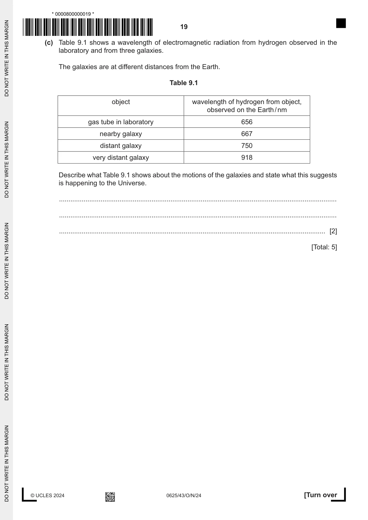 Cambridge IGCSE Physics 0625 2024 Oct/Nov Paper 4 · Variant 3 question paper, page 19 of 20