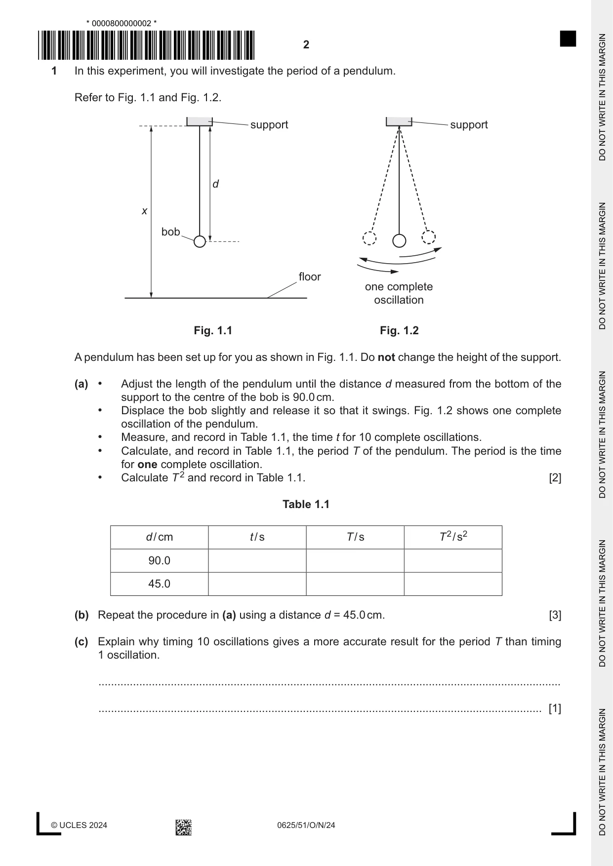 Cambridge IGCSE Physics 0625 2024 Oct/Nov Paper 5 · Variant 1 question paper, page 2 of 12