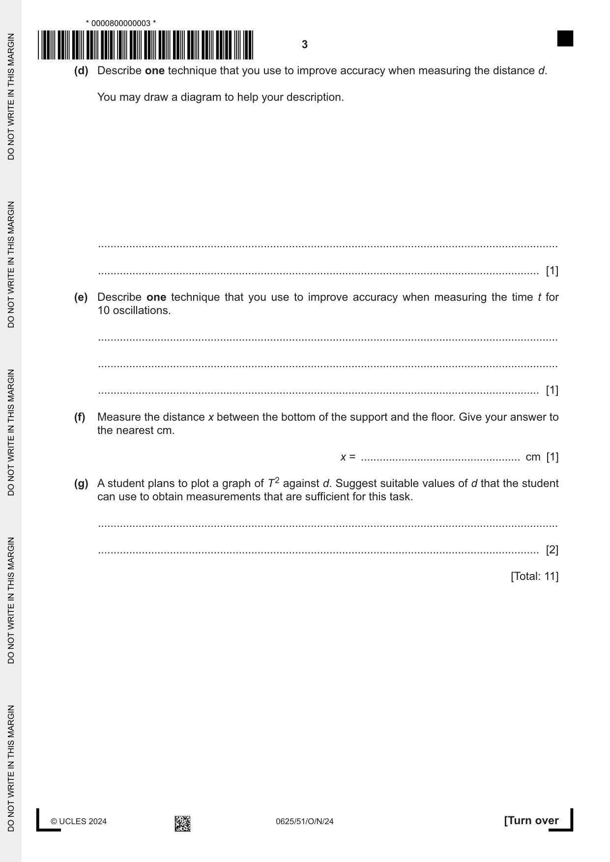 Cambridge IGCSE Physics 0625 2024 Oct/Nov Paper 5 · Variant 1 question paper, page 3 of 12