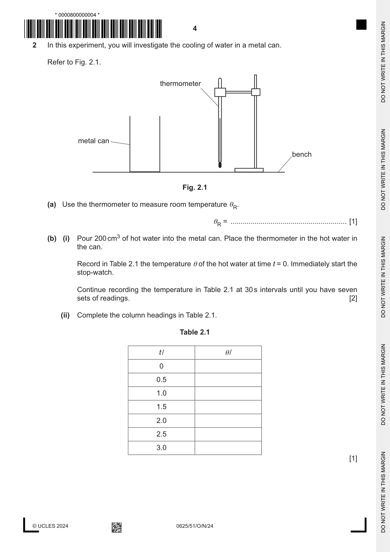Cambridge IGCSE Physics 0625 2024 Oct/Nov Paper 5 · Variant 1 question paper, page 4 of 12