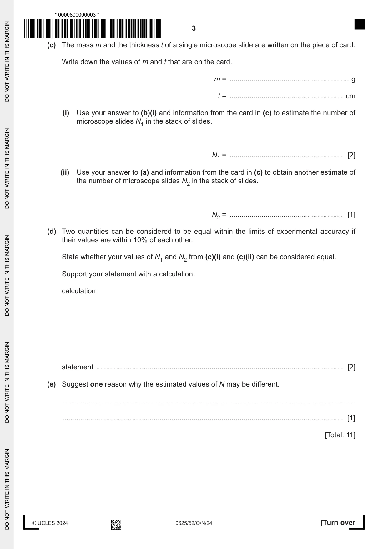 Cambridge IGCSE Physics 0625 2024 Oct/Nov Paper 5 · Variant 2 question paper, page 3 of 12
