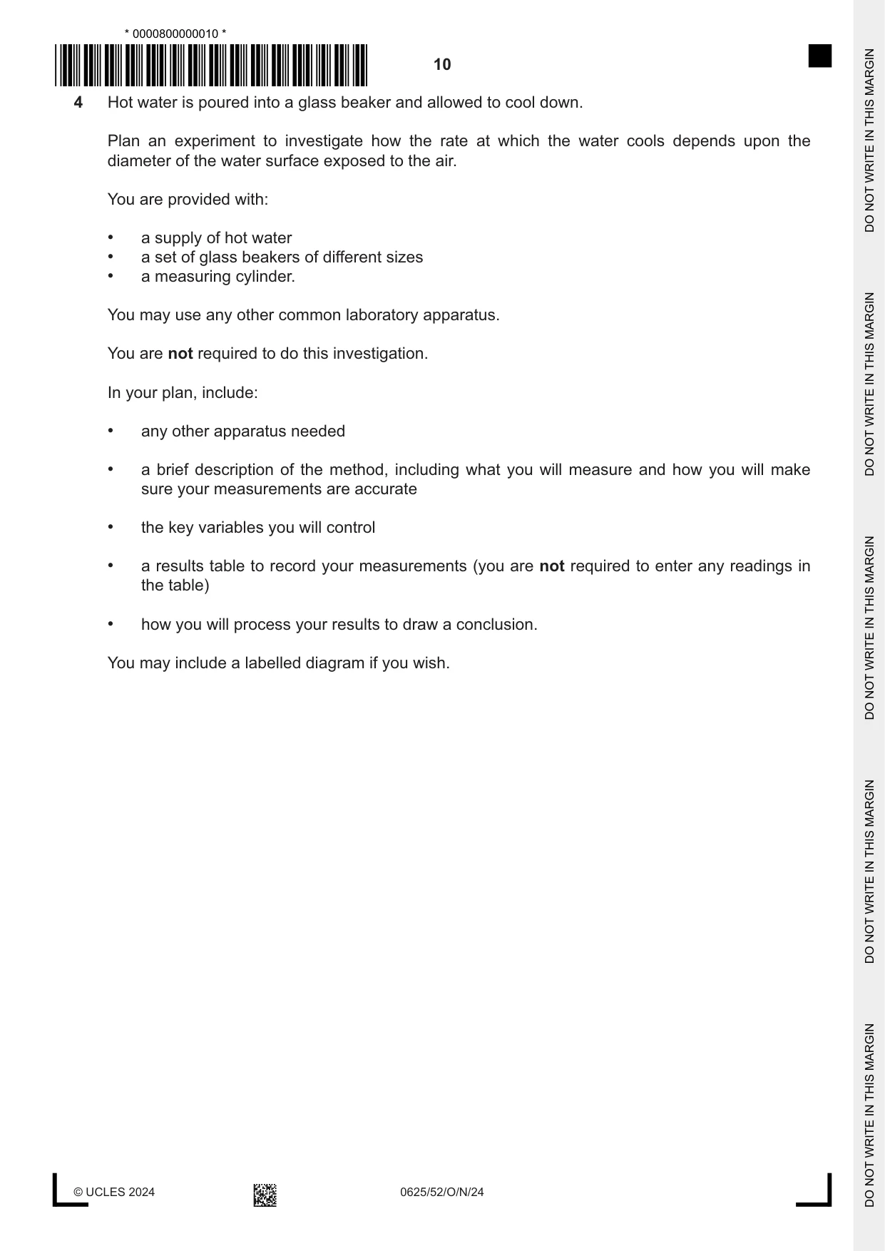 Cambridge IGCSE Physics 0625 2024 Oct/Nov Paper 5 · Variant 2 question paper, page 10 of 12