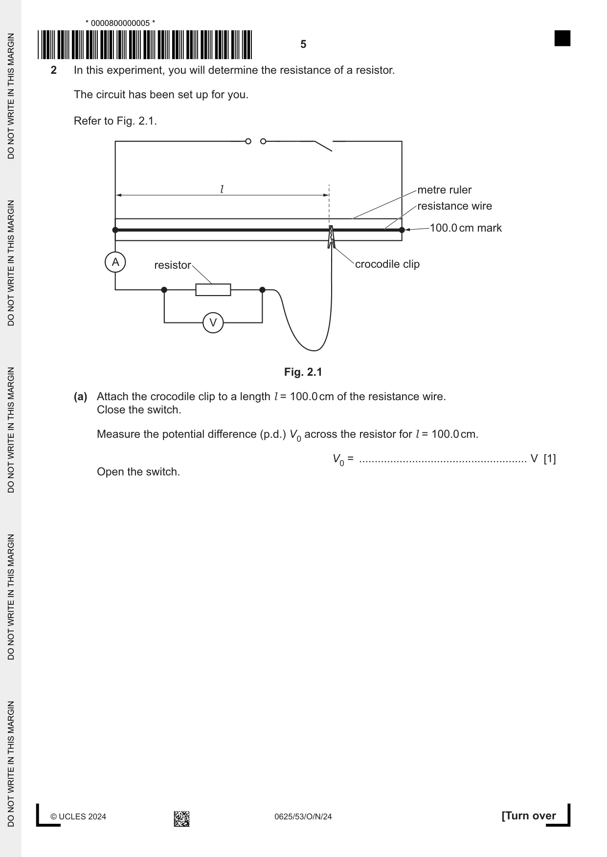 Cambridge IGCSE Physics 0625 2024 Oct/Nov Paper 5 · Variant 3 question paper, page 5 of 12