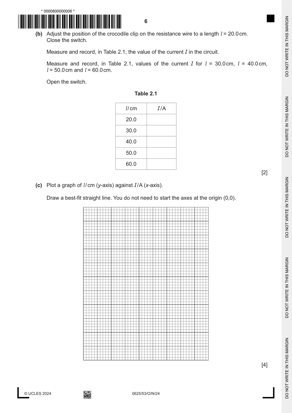 Cambridge IGCSE Physics 0625 2024 Oct/Nov Paper 5 · Variant 3 question paper, page 6 of 12