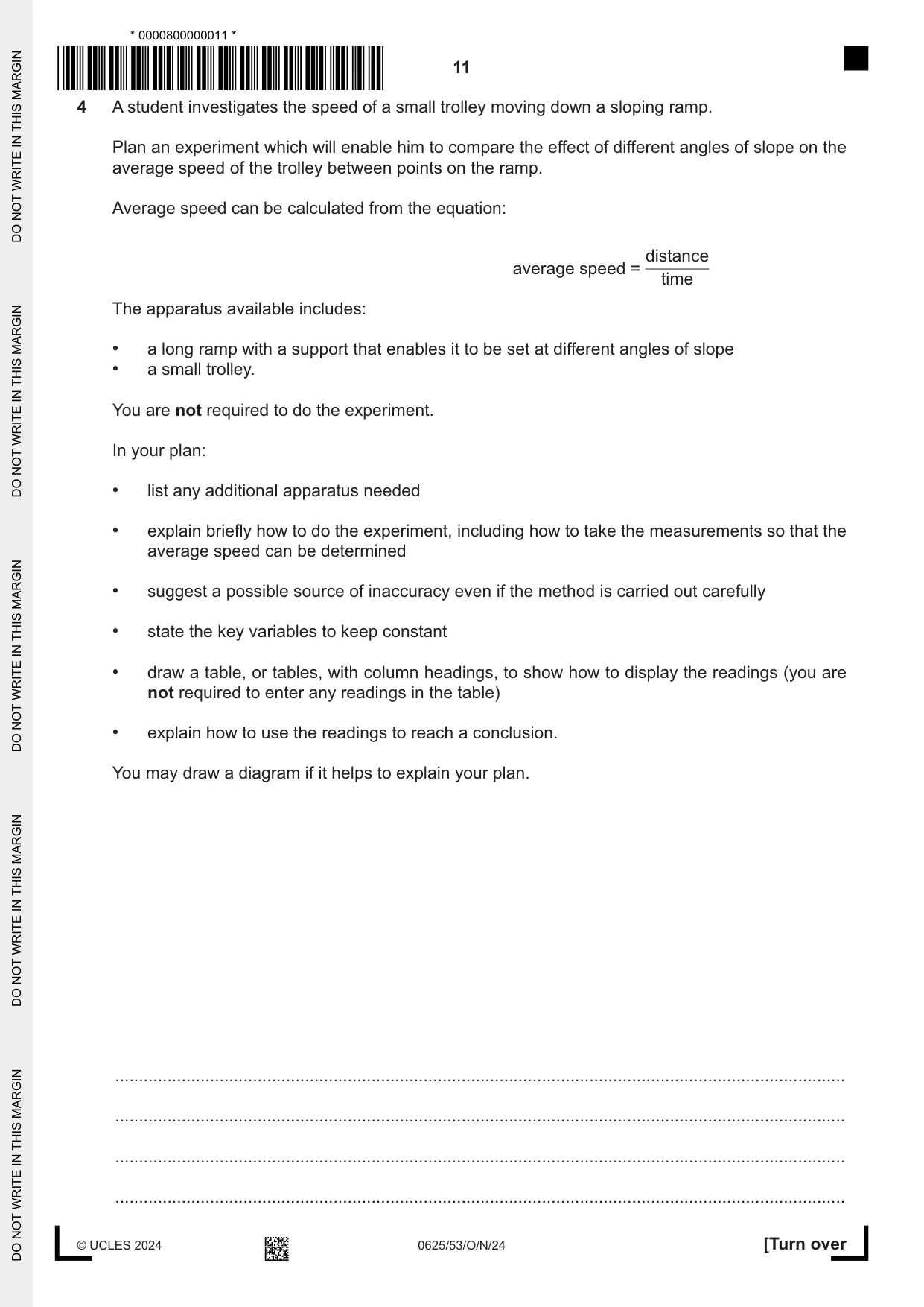 Cambridge IGCSE Physics 0625 2024 Oct/Nov Paper 5 · Variant 3 question paper, page 11 of 12