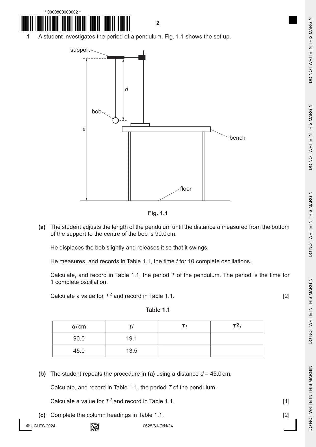 Cambridge IGCSE Physics 0625 2024 Oct/Nov Paper 6 · Variant 1 question paper, page 2 of 12