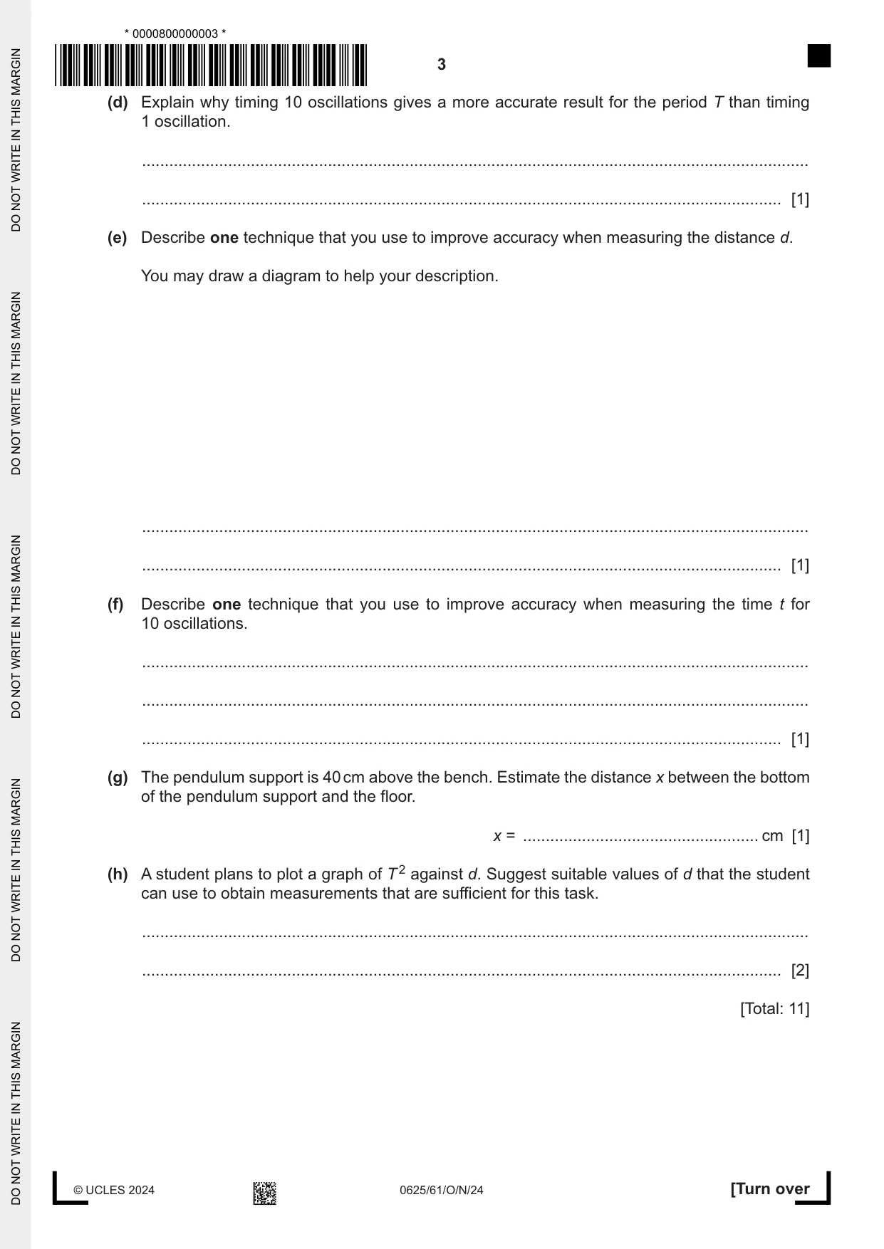 Cambridge IGCSE Physics 0625 2024 Oct/Nov Paper 6 · Variant 1 question paper, page 3 of 12