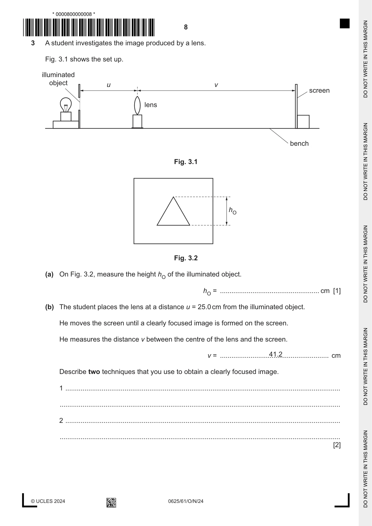 Cambridge IGCSE Physics 0625 2024 Oct/Nov Paper 6 · Variant 1 question paper, page 8 of 12