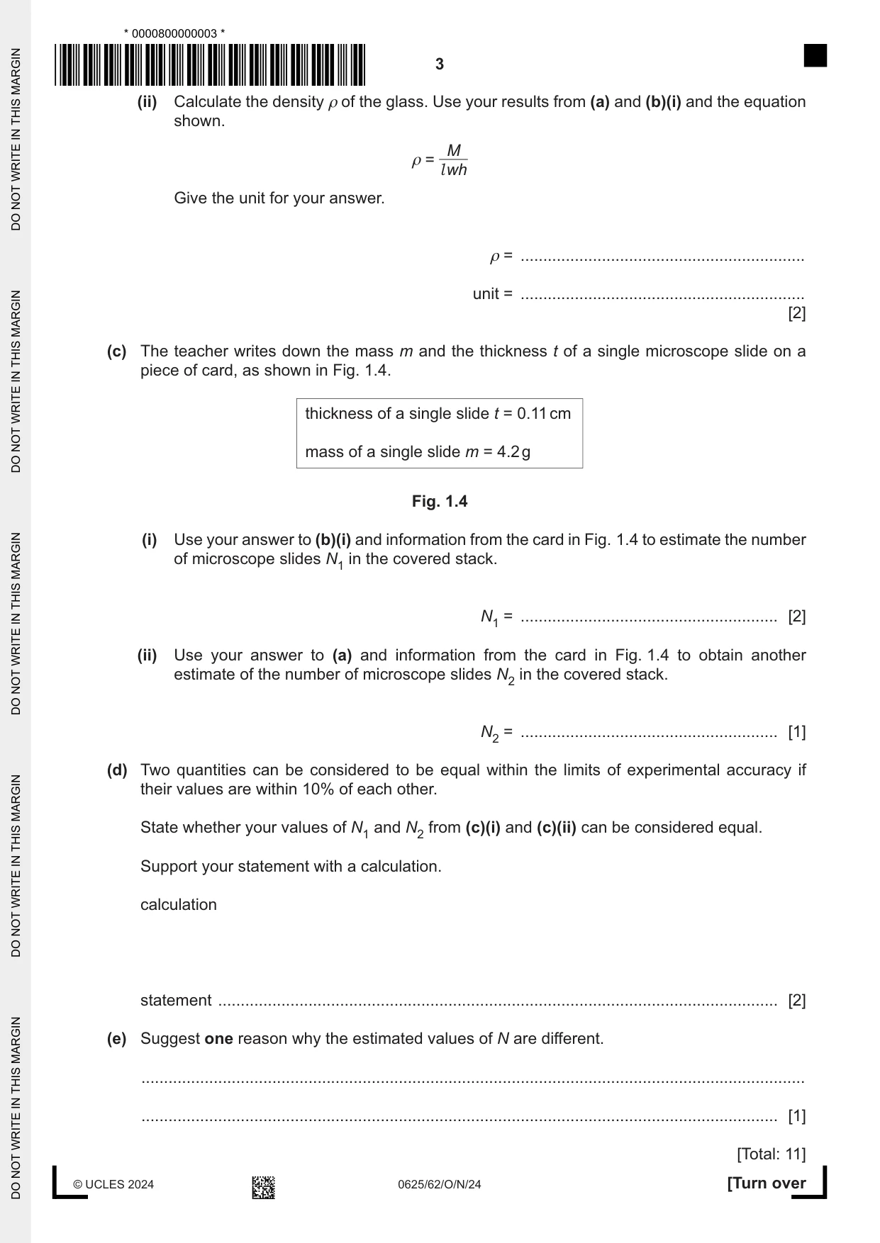 Cambridge IGCSE Physics 0625 2024 Oct/Nov Paper 6 · Variant 2 question paper, page 3 of 12