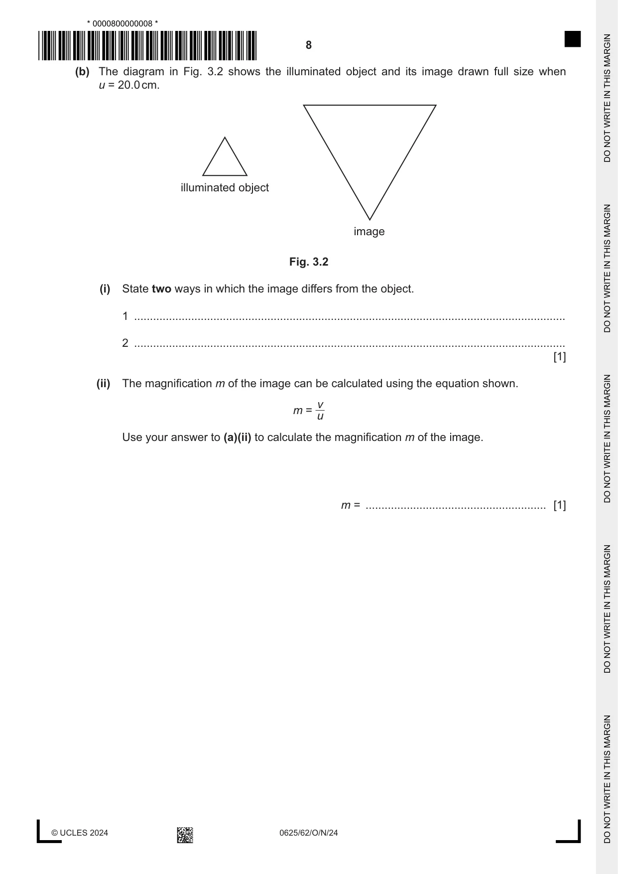 Cambridge IGCSE Physics 0625 2024 Oct/Nov Paper 6 · Variant 2 question paper, page 8 of 12