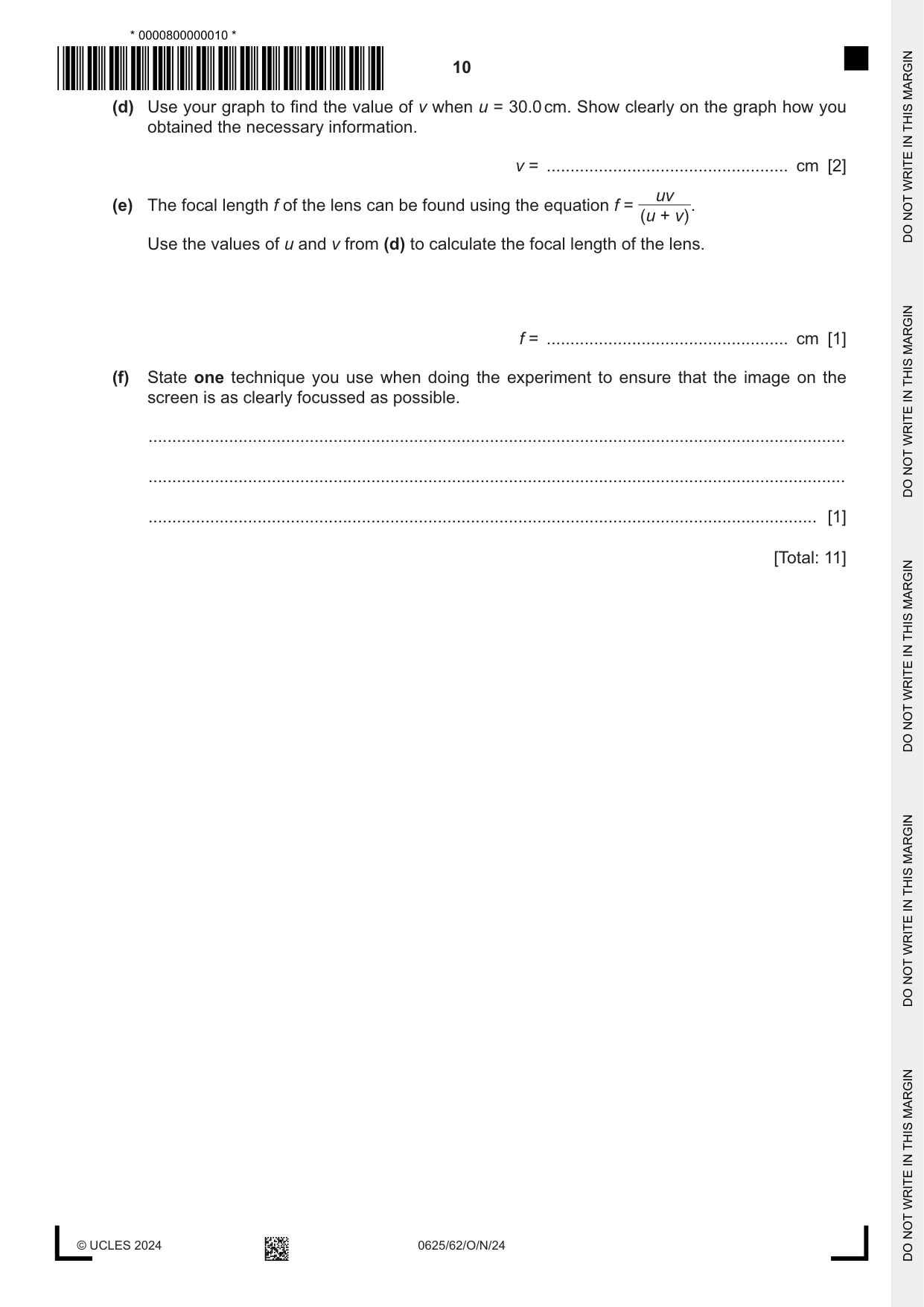 Cambridge IGCSE Physics 0625 2024 Oct/Nov Paper 6 · Variant 2 question paper, page 10 of 12