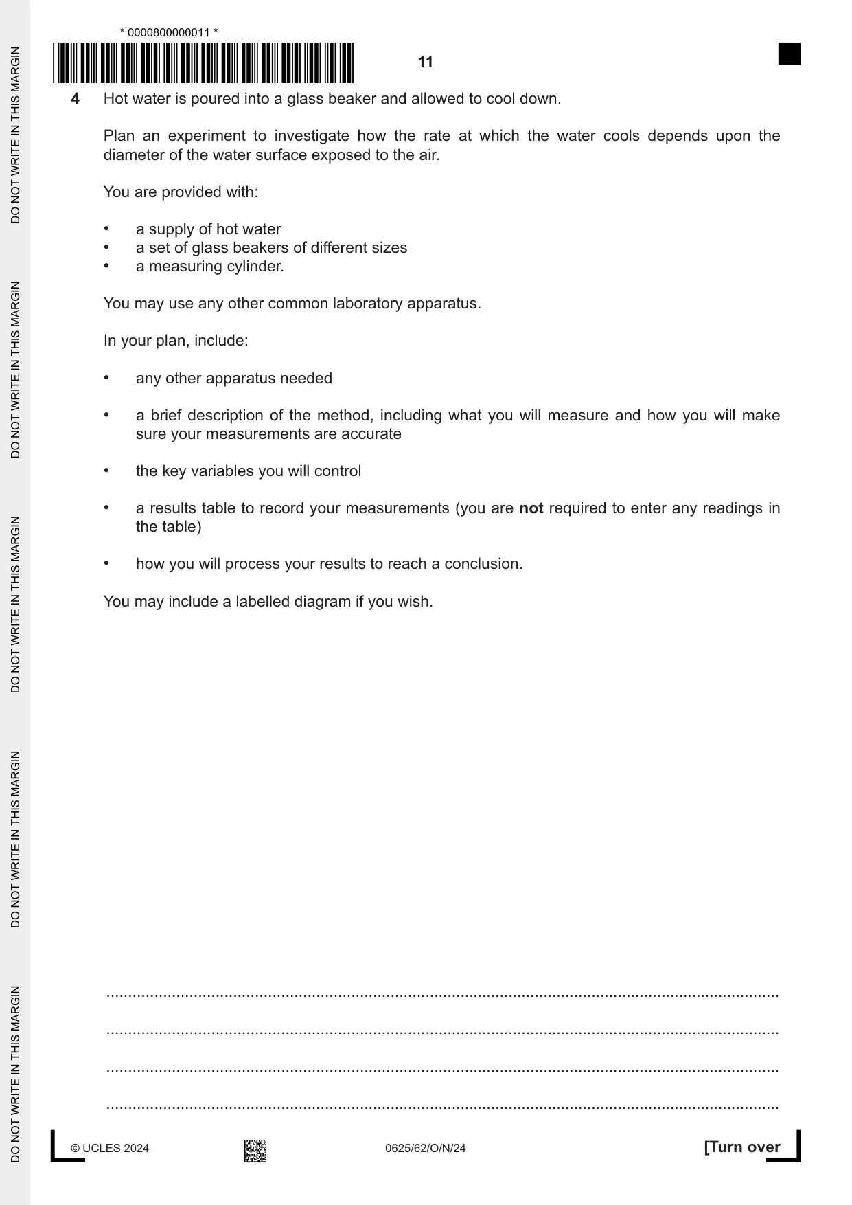 Cambridge IGCSE Physics 0625 2024 Oct/Nov Paper 6 · Variant 2 question paper, page 11 of 12