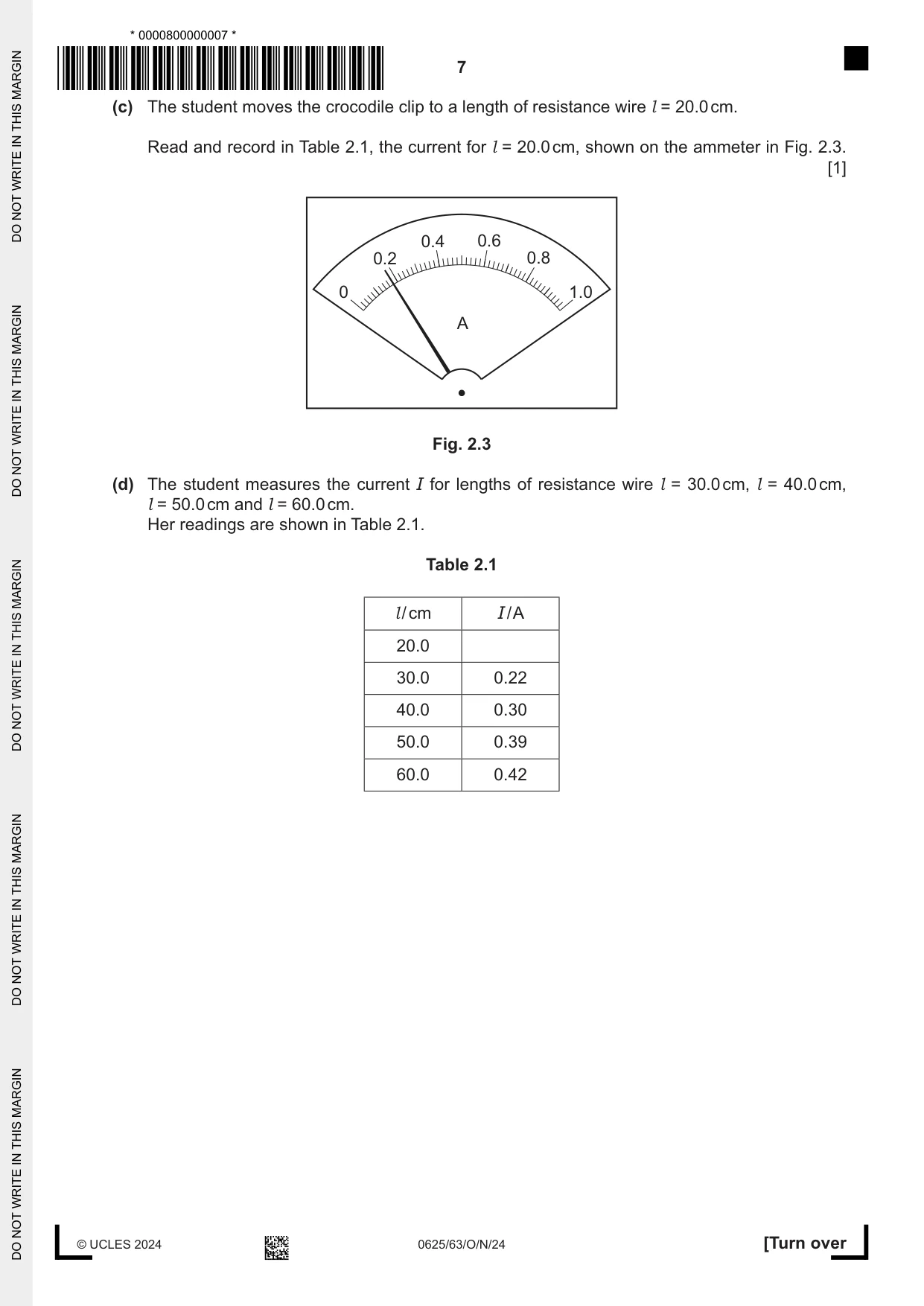 Cambridge IGCSE Physics 0625 2024 Oct/Nov Paper 6 · Variant 3 question paper, page 7 of 16
