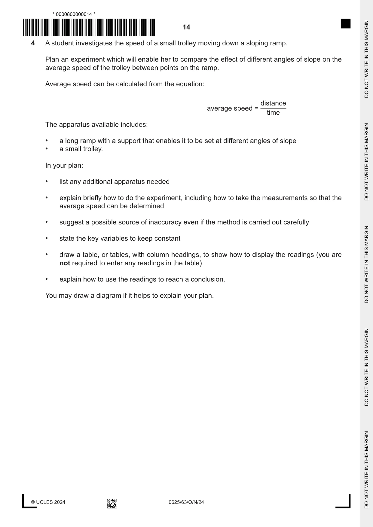 Cambridge IGCSE Physics 0625 2024 Oct/Nov Paper 6 · Variant 3 question paper, page 14 of 16