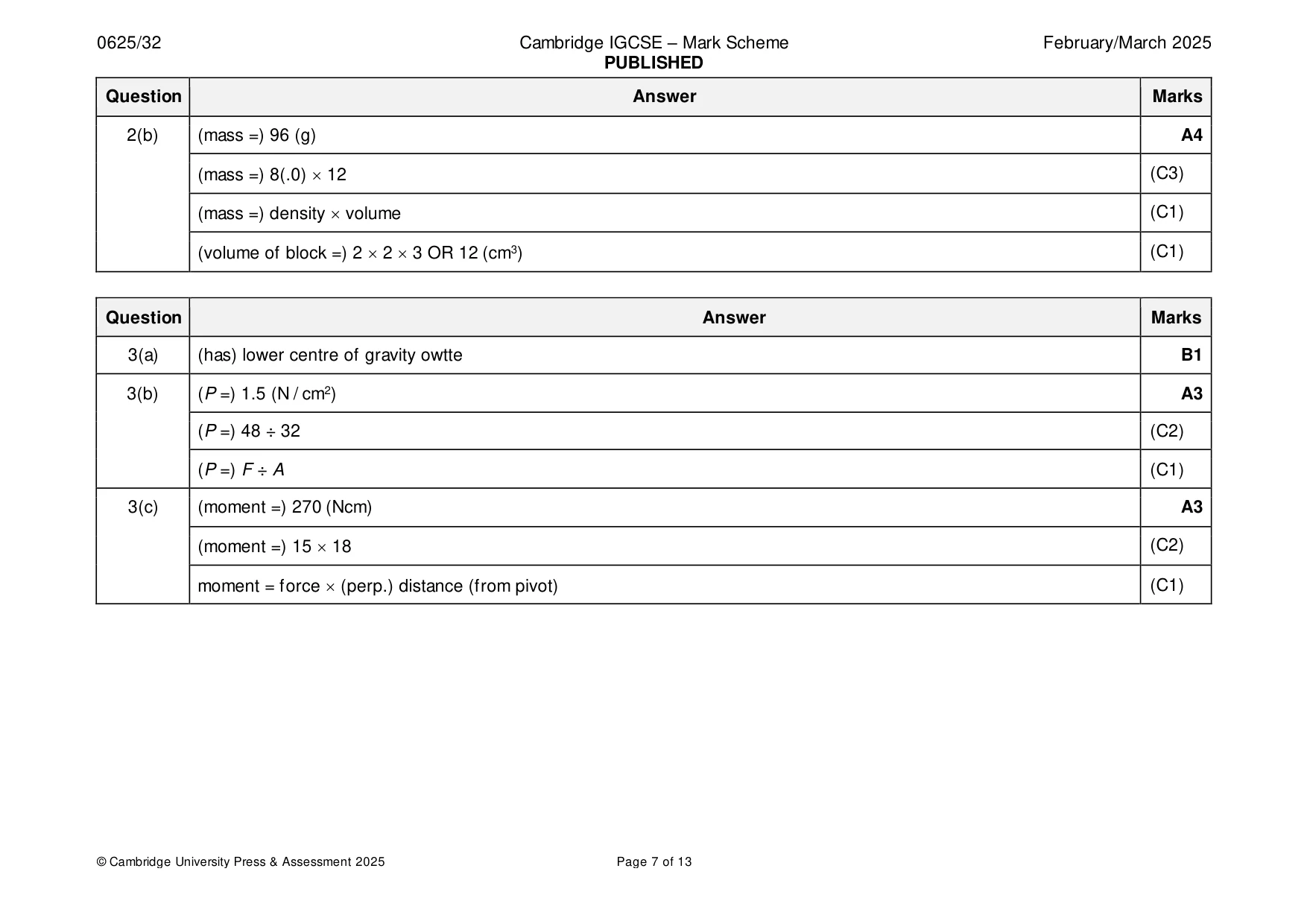 Mark scheme, page 7 of 13