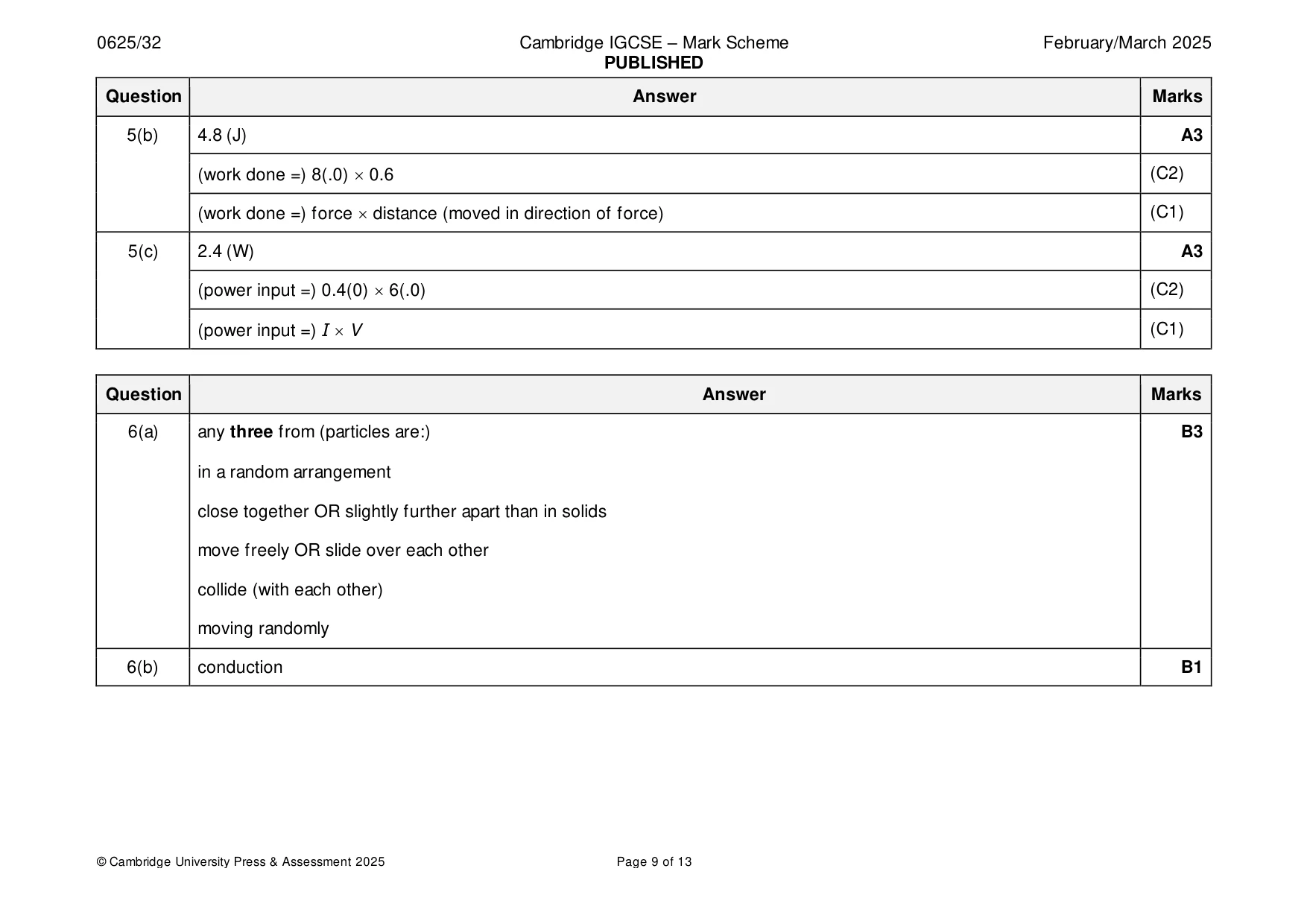 Mark scheme, page 9 of 13