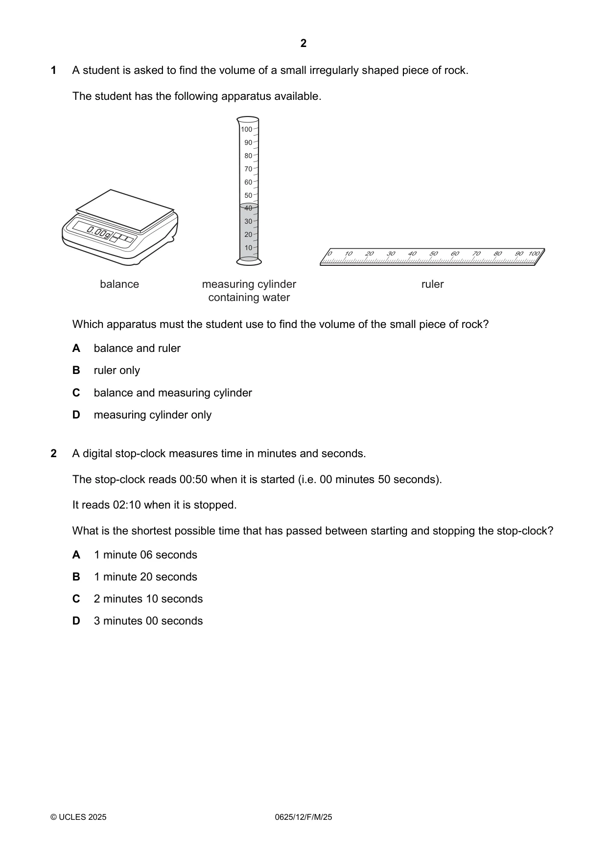 Cambridge IGCSE Physics 0625 2025 Feb/March Paper 1 · Variant 2 question paper, page 2 of 16