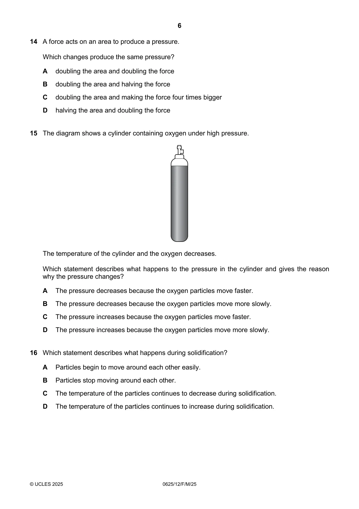 Cambridge IGCSE Physics 0625 2025 Feb/March Paper 1 · Variant 2 question paper, page 6 of 16
